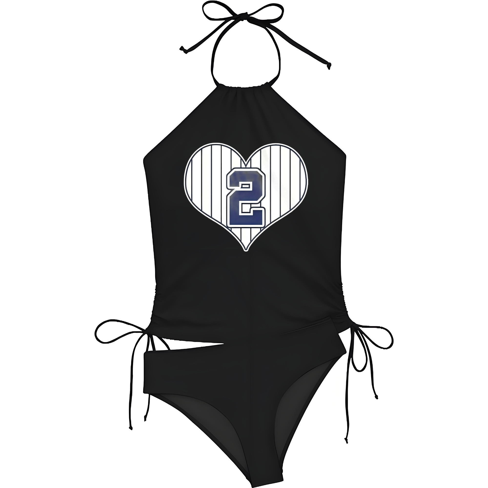 Derek Jeter 8 Women's Heat Transfer Printed Two-Piece Bikini Set – Sexy One-Shoulder Top & Triangle Bottom, Soft Nylon-Spandex, Perfect for Beach, Pool & Vacation