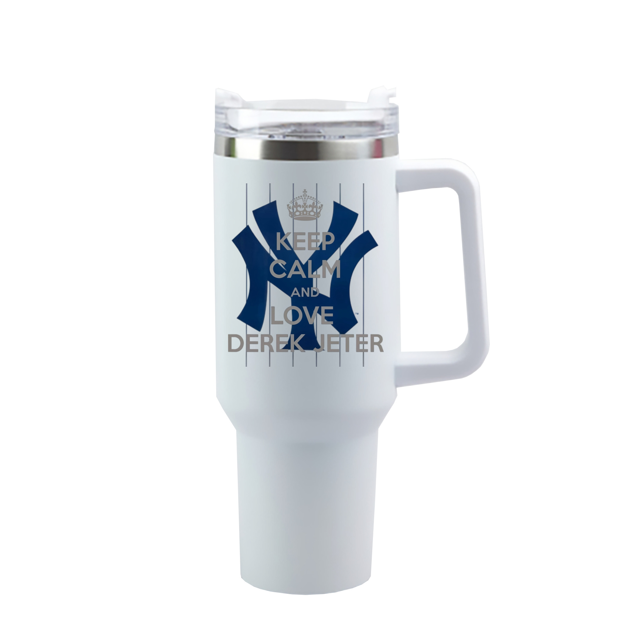 Derek Jeter 6 40oz Handle Car Cup With Crystal Sticker Design – Durable Stainless Steel Travel Mug With Reusable Straw – Double Wall Insulated