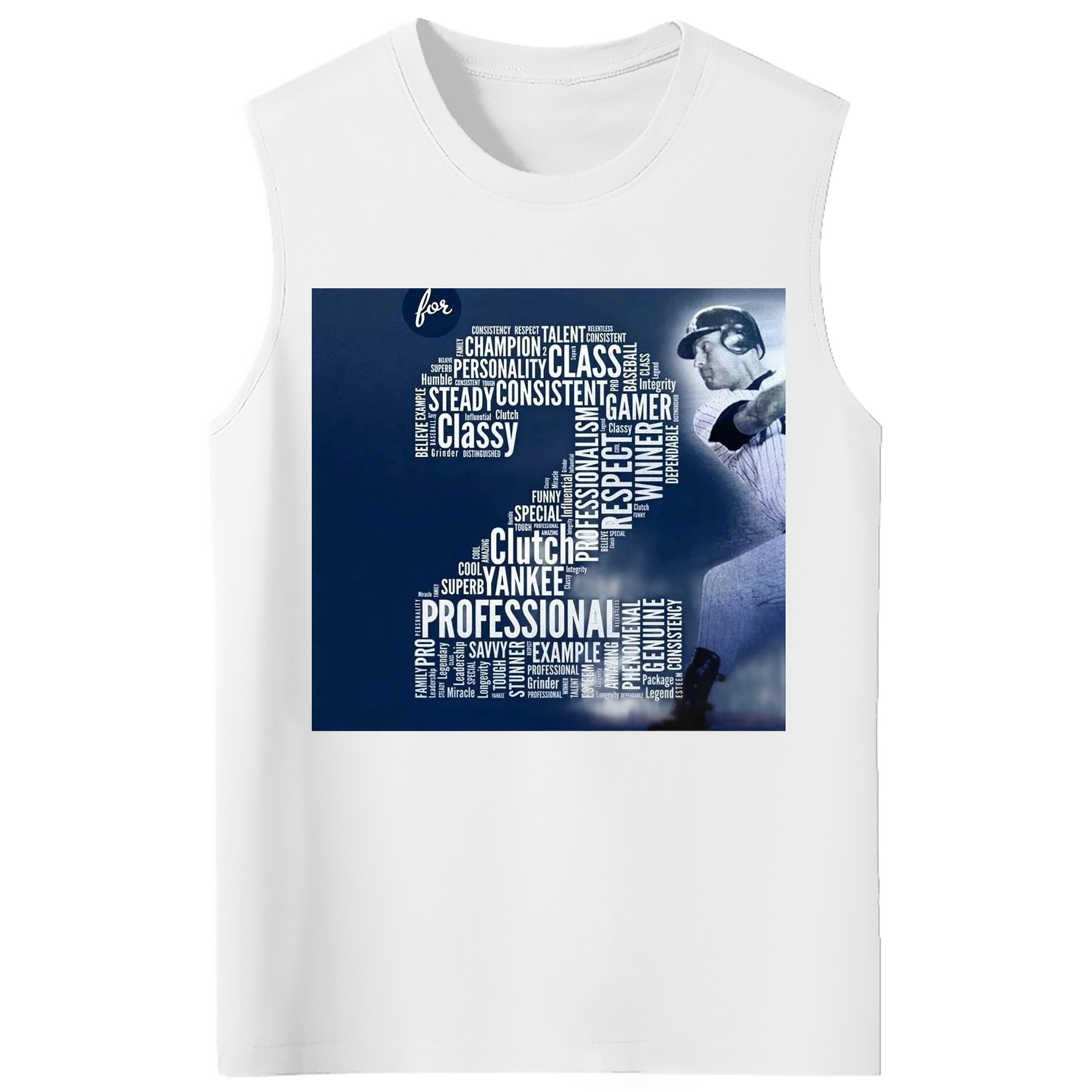 Derek Jeter 10 210g Combed Cotton Tank Top With Front Heat Transfer Print – Soft, Lightweight, Fitted Design – Stylish & Comfortable Casual Wear For Sports & Everyday Use