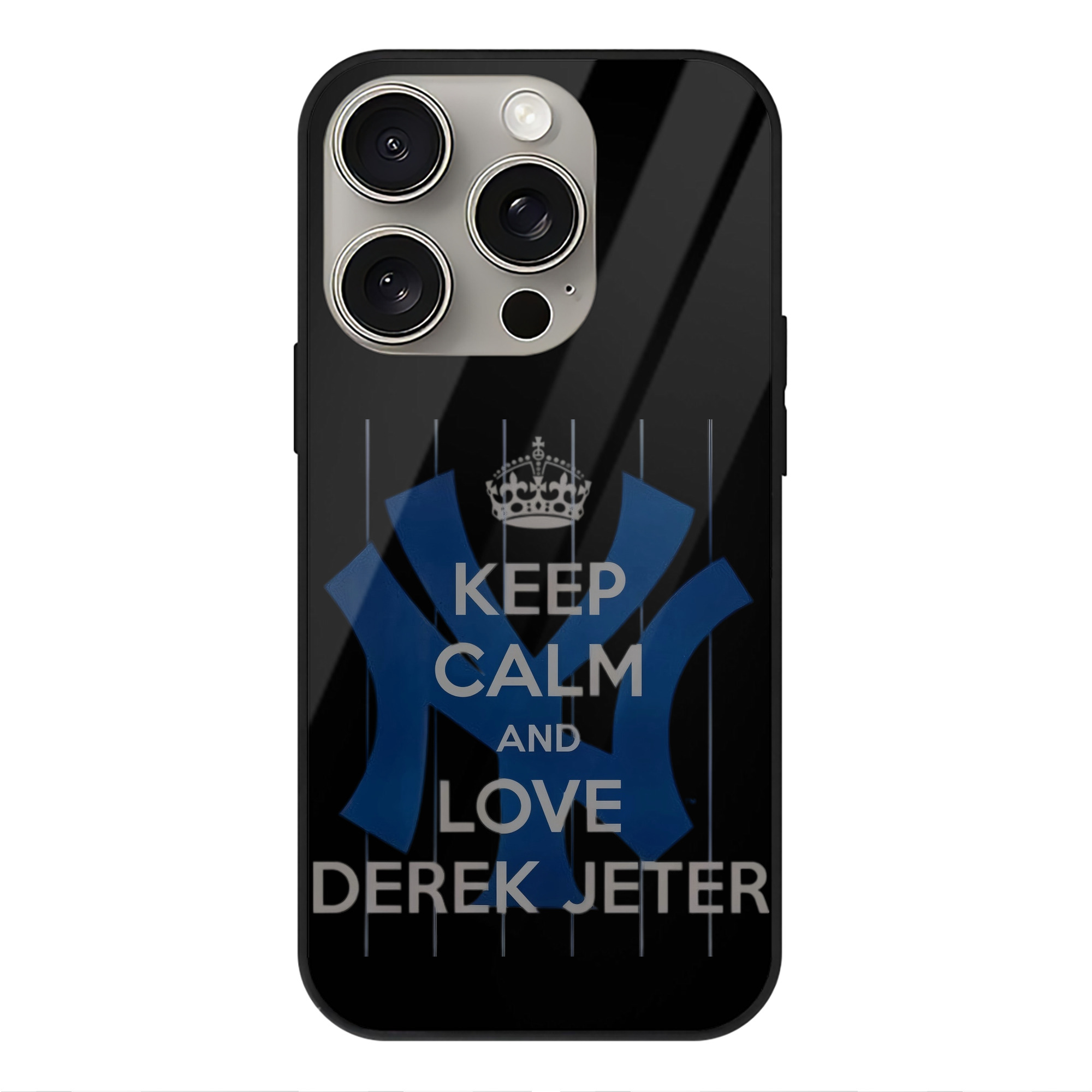 Derek Jeter 6 IPhone 15 Pro Mirror Phone Case – UV Printed Glass + TPU – Scratch-Resistant, Wireless Charging Compatible, Precise Fit & Stylish Design