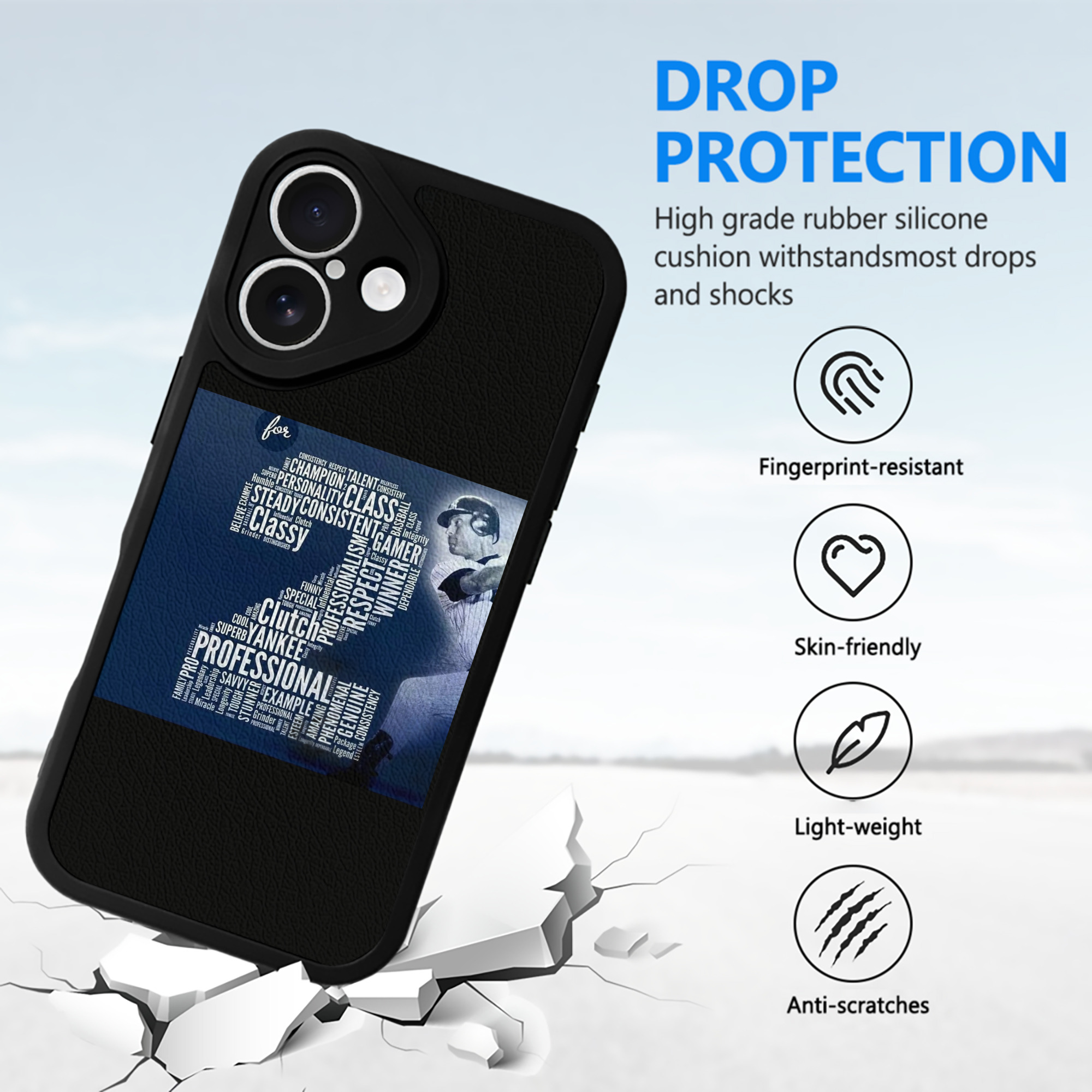 Derek Jeter 10 IPhone 16 Silicone Leather Case – UV Print, Lambskin Texture – Perfect Fit, Wireless Charging Compatible, Scratch Resistant, Precise Cutouts – Stylish Protection For IPhone 16