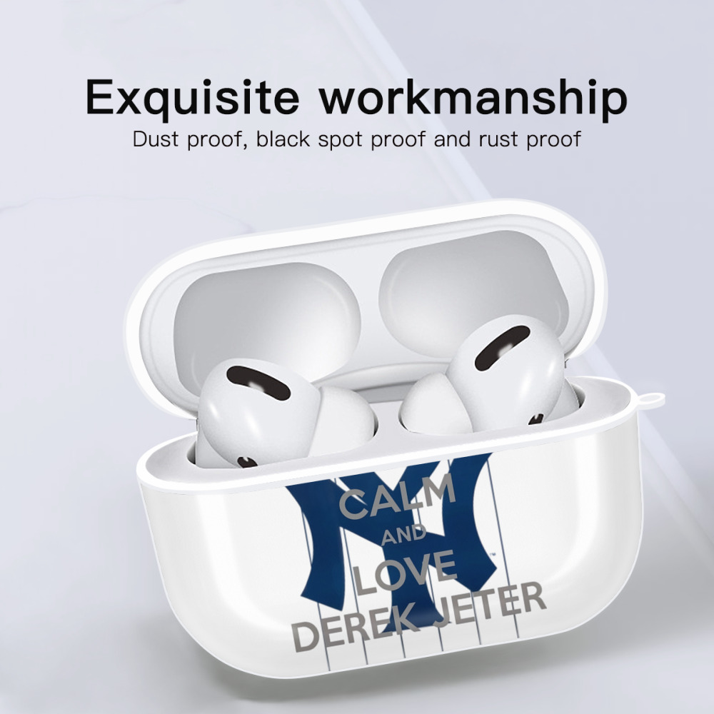 Derek Jeter 6 AirPods Pro Hard Case White With Keychain, Durable Flexible PC, Precise Cutouts, Anti-Fingerprint, Yellowing & Scratch Resistant, Full Protection, Washable
