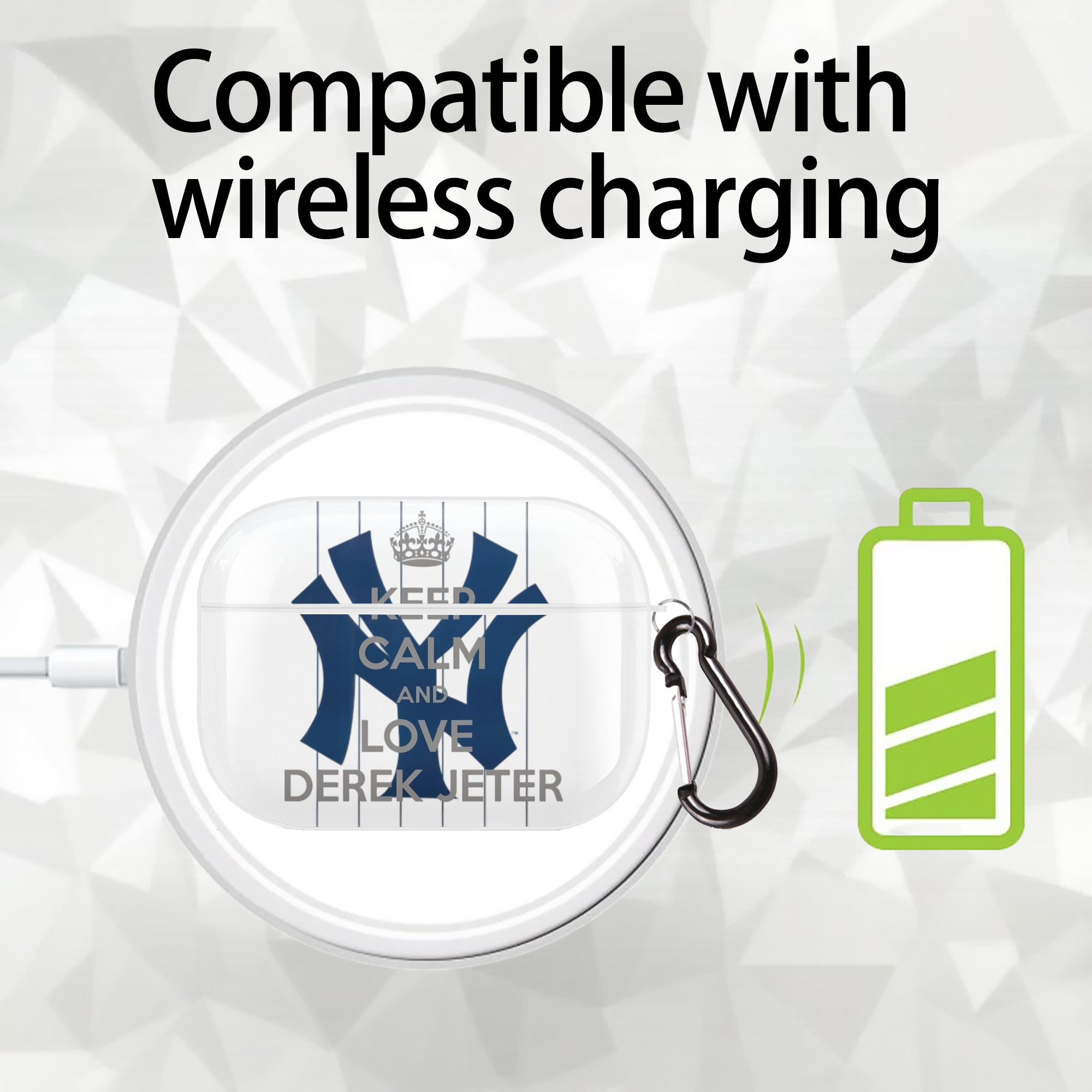 Derek Jeter 6 AirPods Pro Hard Case White With Keychain, Durable Flexible PC, Precise Cutouts, Anti-Fingerprint, Yellowing & Scratch Resistant, Full Protection, Washable