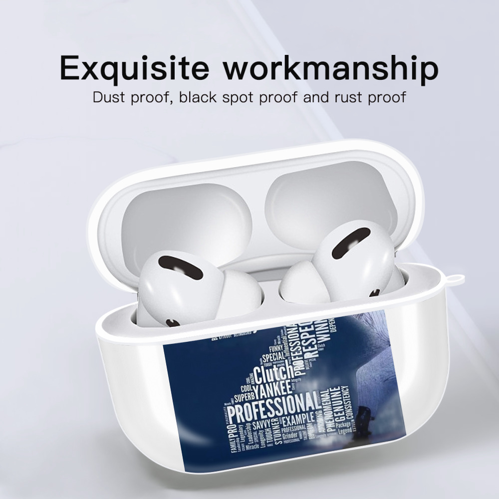 Derek Jeter 10 AirPods Pro Hard Case White With Keychain, Durable Flexible PC, Precise Cutouts, Anti-Fingerprint, Yellowing & Scratch Resistant, Full Protection, Washable