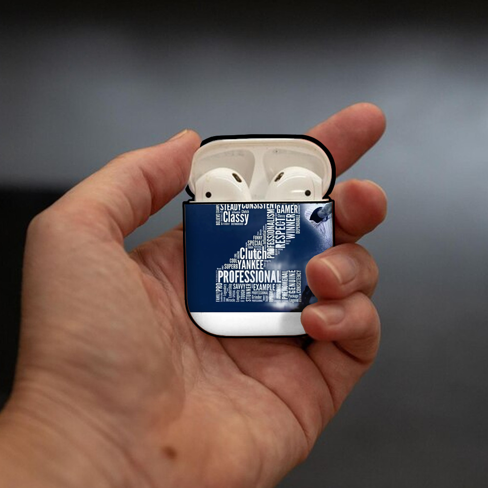 Derek Jeter 10 AirPods 2 Case Hard Shell Black, Flexible PC Material, Precise Cutouts, Full Protection, Anti-Fingerprint, Washable, Includes Keychain – Durable & Slim Design