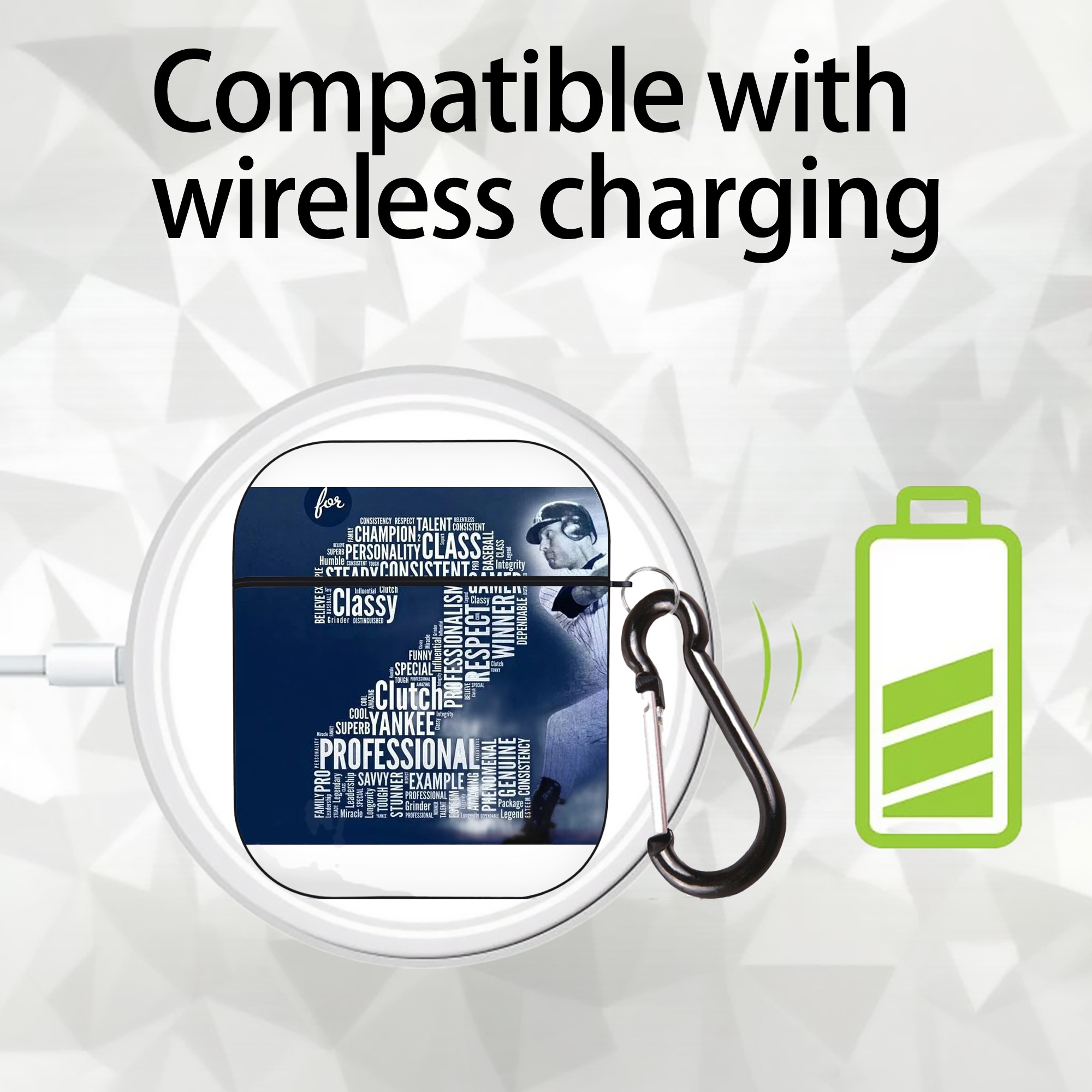 Derek Jeter 10 AirPods 2 Case Hard Shell Black, Flexible PC Material, Precise Cutouts, Full Protection, Anti-Fingerprint, Washable, Includes Keychain – Durable & Slim Design