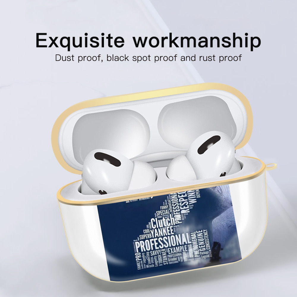 Derek Jeter 10 Luxury Gold AirPods Pro Case With Keychain, Flexible PC Material, Full Protection, Precise Cutouts, Anti-Fingerprint, Washable, Durable Design