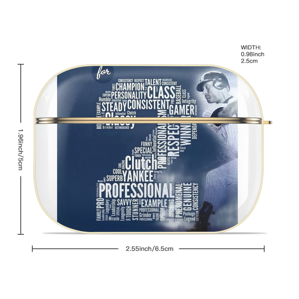 Derek Jeter 10 Luxury Gold AirPods Pro Case With Keychain, Flexible PC Material, Full Protection, Precise Cutouts, Anti-Fingerprint, Washable, Durable Design