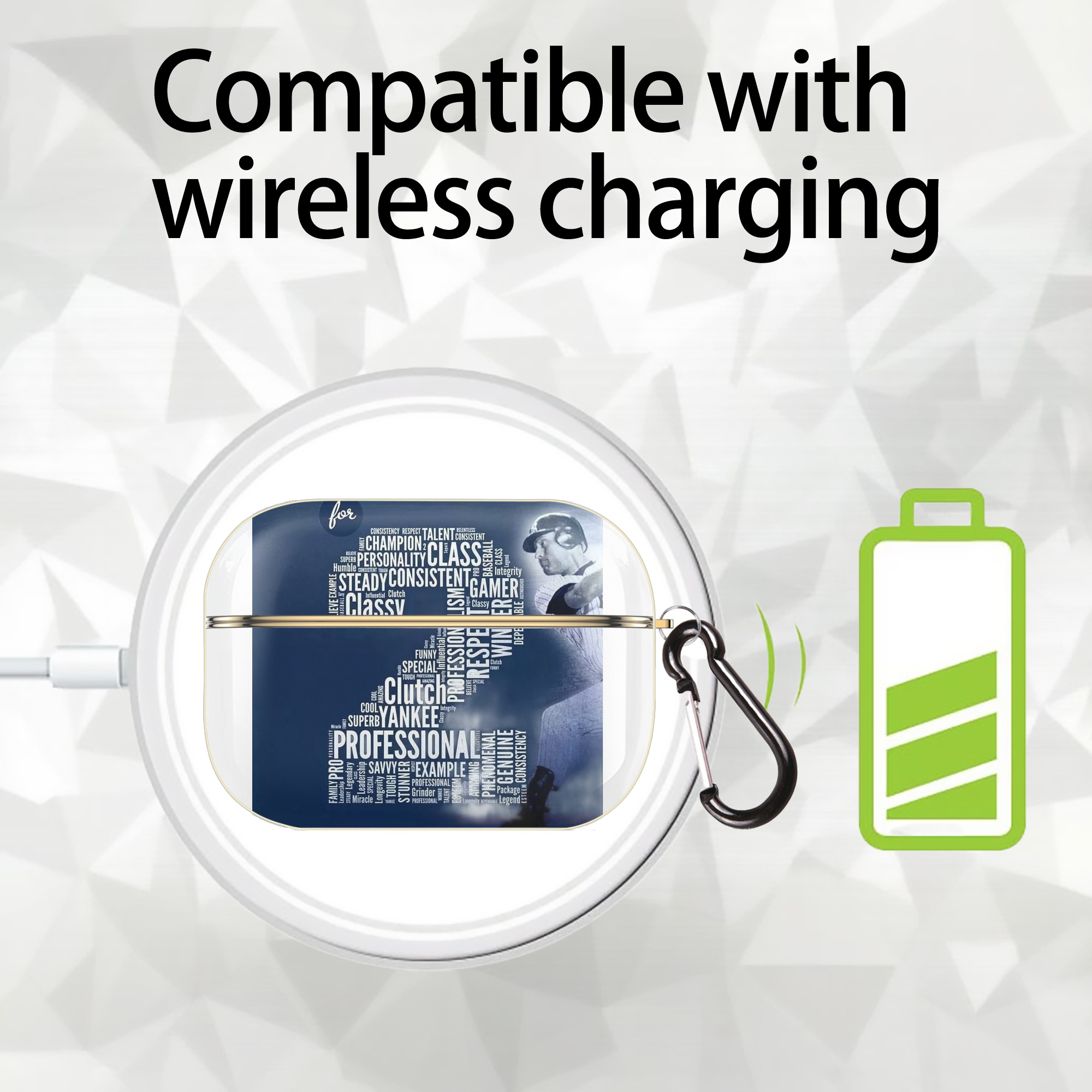 Derek Jeter 10 Luxury Gold AirPods Pro Case With Keychain, Flexible PC Material, Full Protection, Precise Cutouts, Anti-Fingerprint, Washable, Durable Design