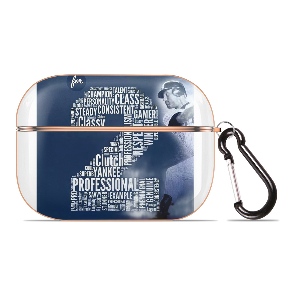 Derek Jeter 10 AirPods Pro Protective Case Rose Gold, Flexible PC Material, Precise Fit, Anti-Slip Cover, Full Protection, Fingerprint Resistant, Washable With Keychain