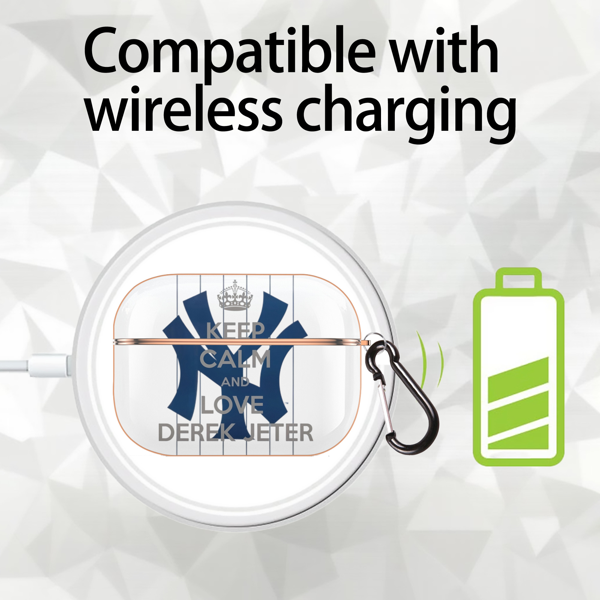 Derek Jeter 6 AirPods Pro Protective Case Rose Gold, Flexible PC Material, Precise Fit, Anti-Slip Cover, Full Protection, Fingerprint Resistant, Washable With Keychain