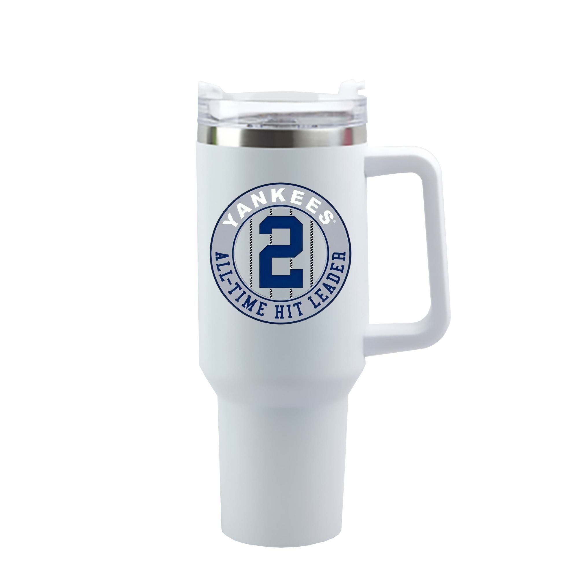 Derek Jeter 4 40oz Handle Car Cup With Crystal Sticker Design – Durable Stainless Steel Travel Mug With Reusable Straw – Double Wall Insulated