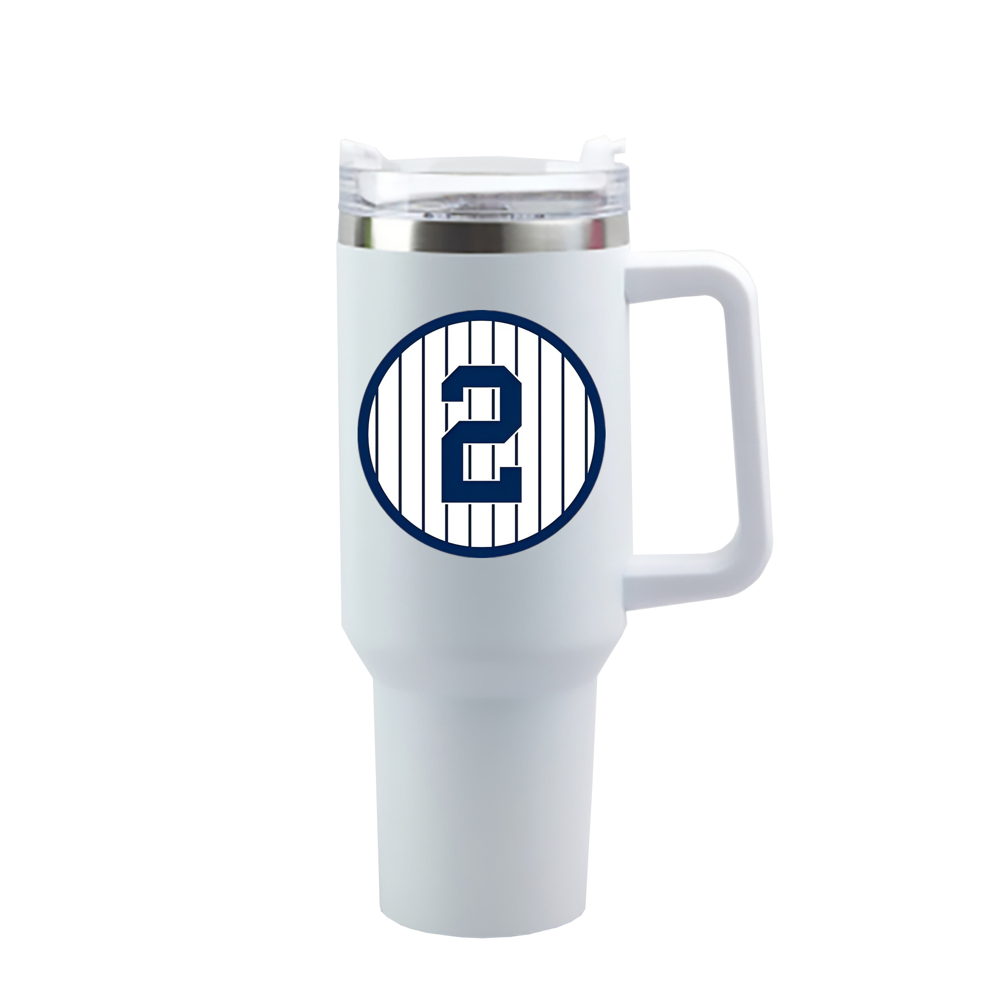 Derek Jeter 5 40oz Handle Car Cup With Crystal Sticker Design – Durable Stainless Steel Travel Mug With Reusable Straw – Double Wall Insulated