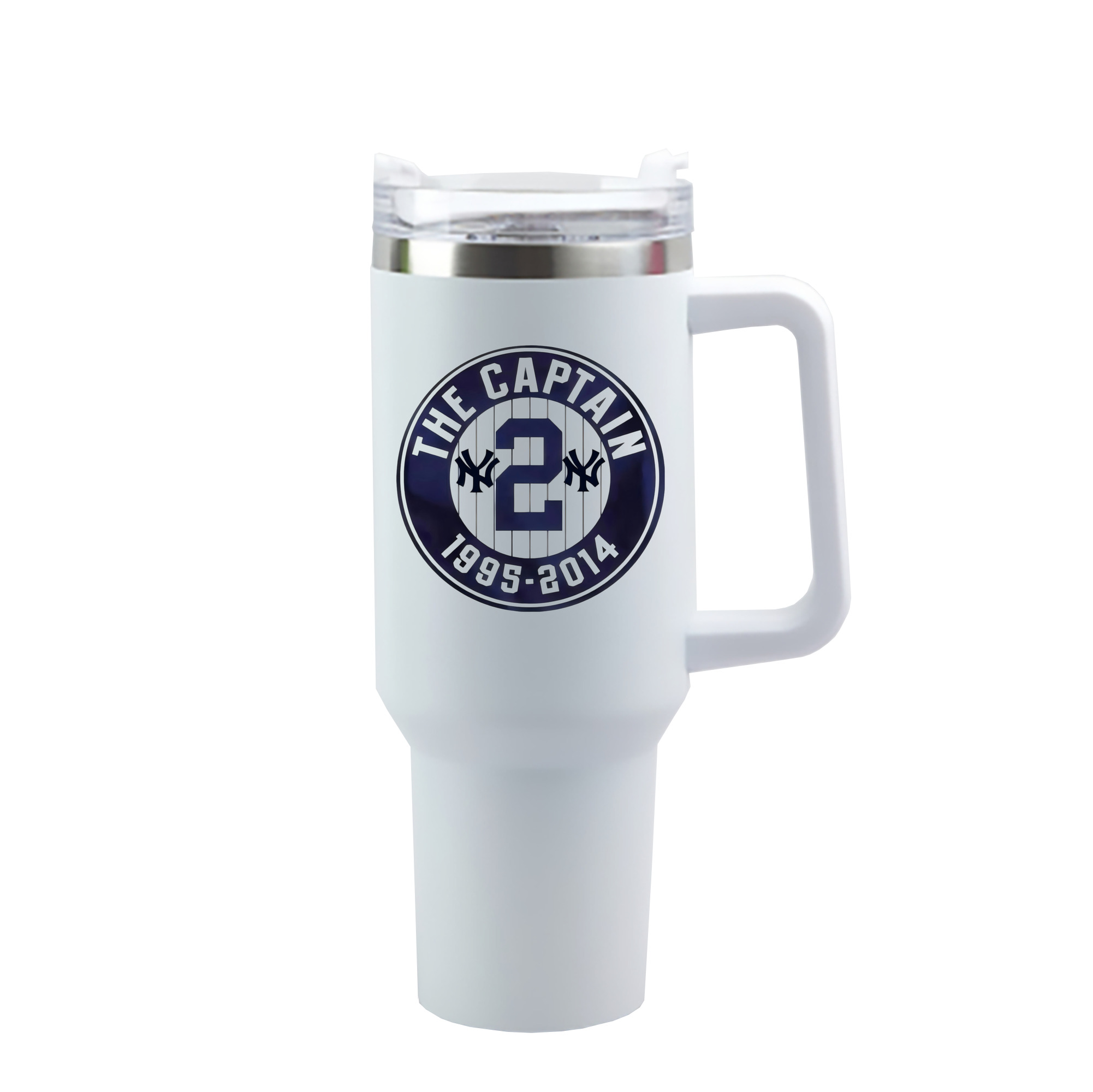 Derek Jeter 7 40oz Handle Car Cup With Crystal Sticker Design – Durable Stainless Steel Travel Mug With Reusable Straw – Double Wall Insulated
