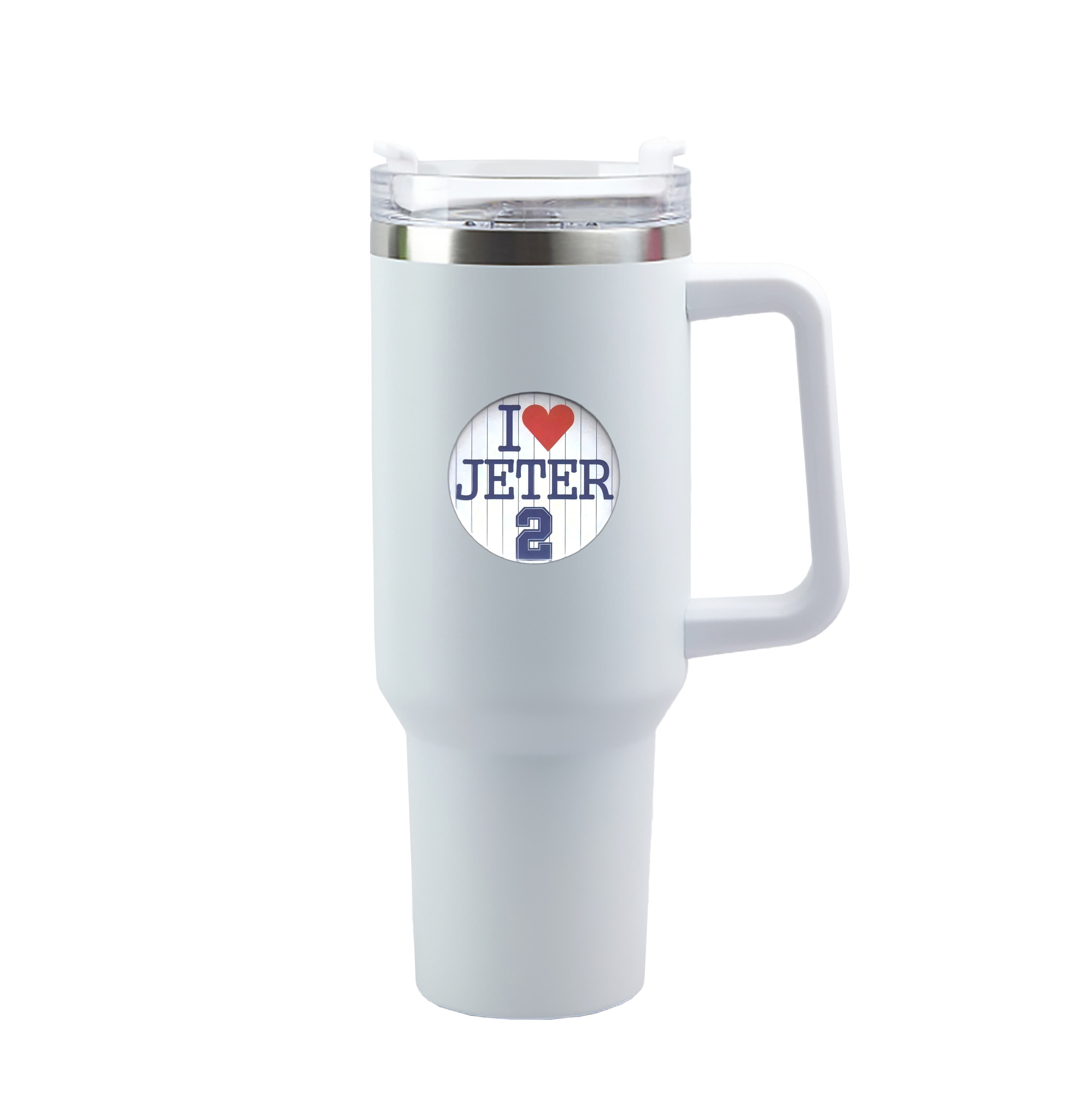 Derek Jeter 2 40oz Handle Car Tumbler – Durable Stainless Steel Travel Mug With UV Print – Double Wall Insulated, Fits Most Car Cup Holders