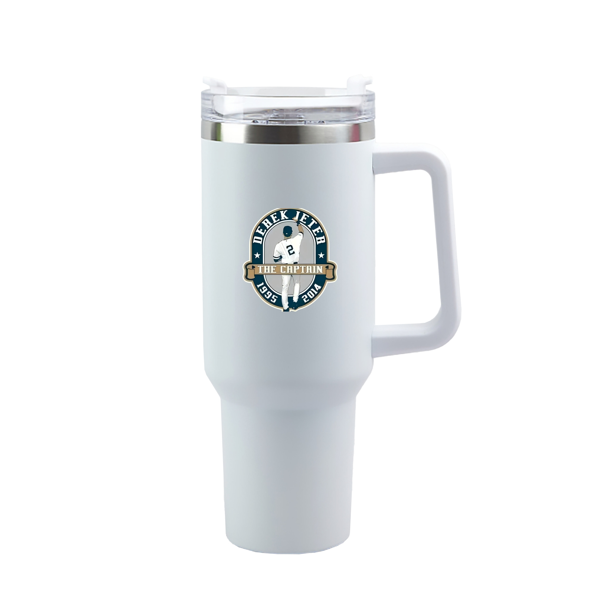 Derek Jeter 9 40oz Handle Car Tumbler – Durable Stainless Steel Travel Mug With UV Print – Double Wall Insulated, Fits Most Car Cup Holders