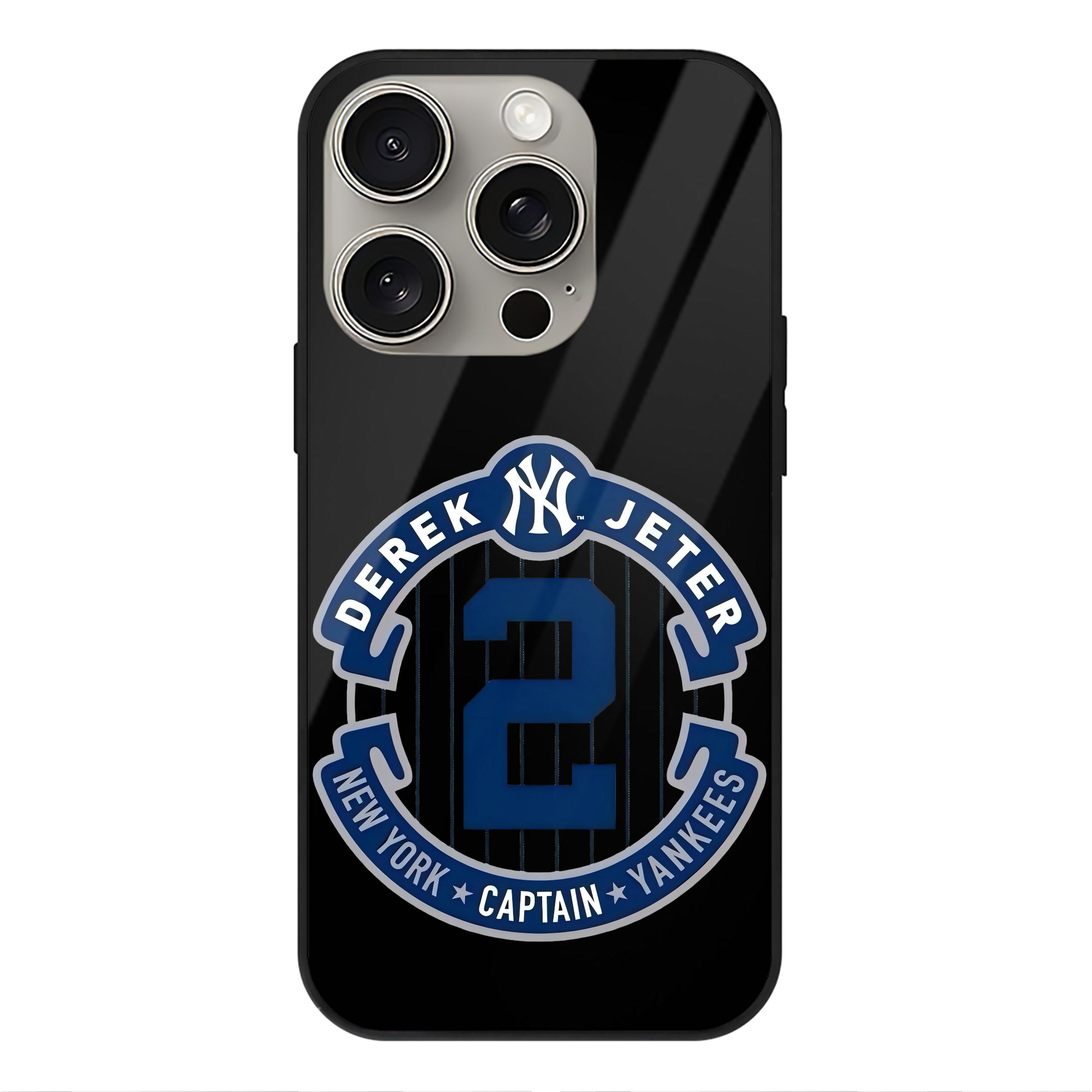 Derek Jeter 1 IPhone 15 Pro Mirror Phone Case – UV Printed Glass + TPU – Scratch-Resistant, Wireless Charging Compatible, Precise Fit & Stylish Design
