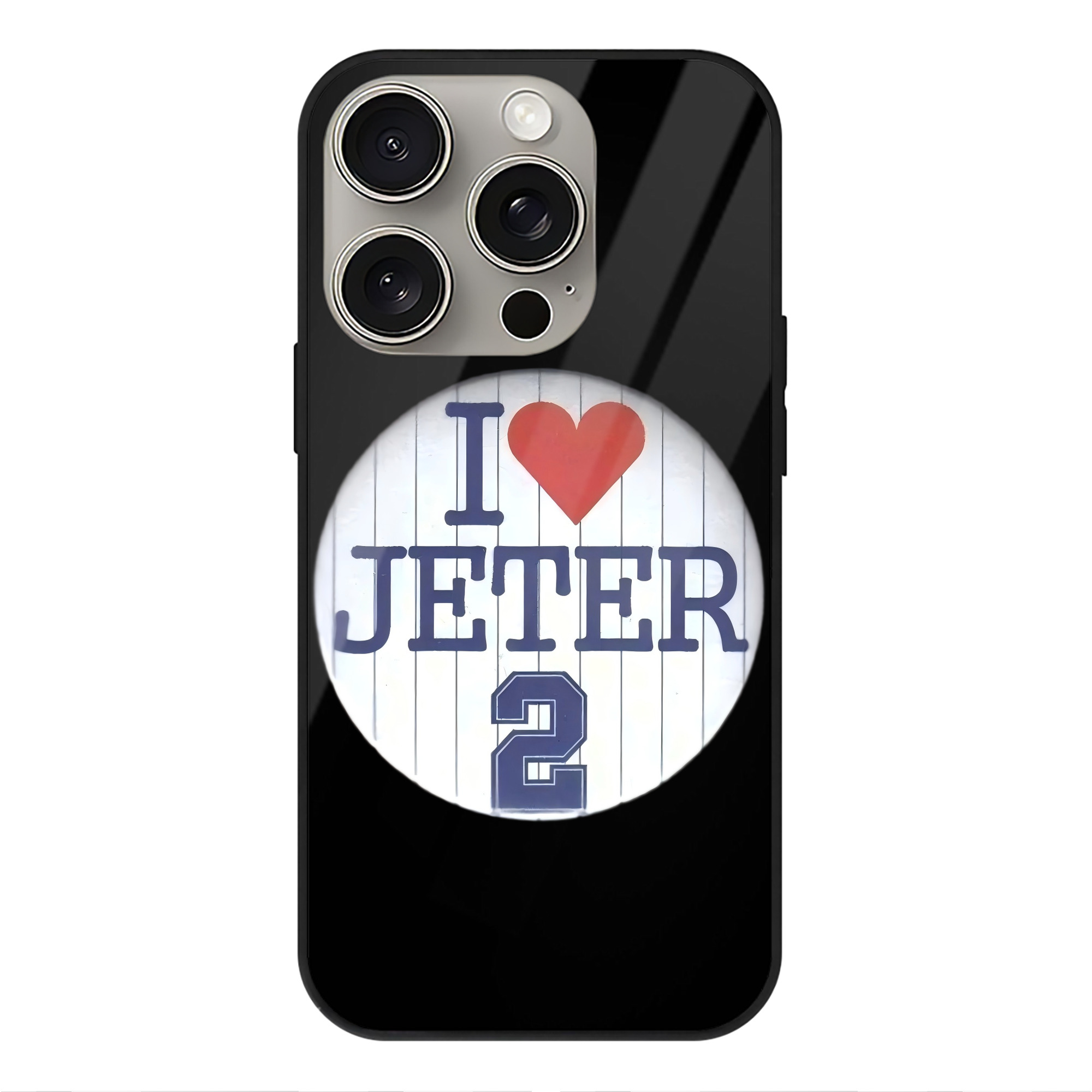Derek Jeter 2 IPhone 15 Pro Mirror Phone Case – UV Printed Glass + TPU – Scratch-Resistant, Wireless Charging Compatible, Precise Fit & Stylish Design