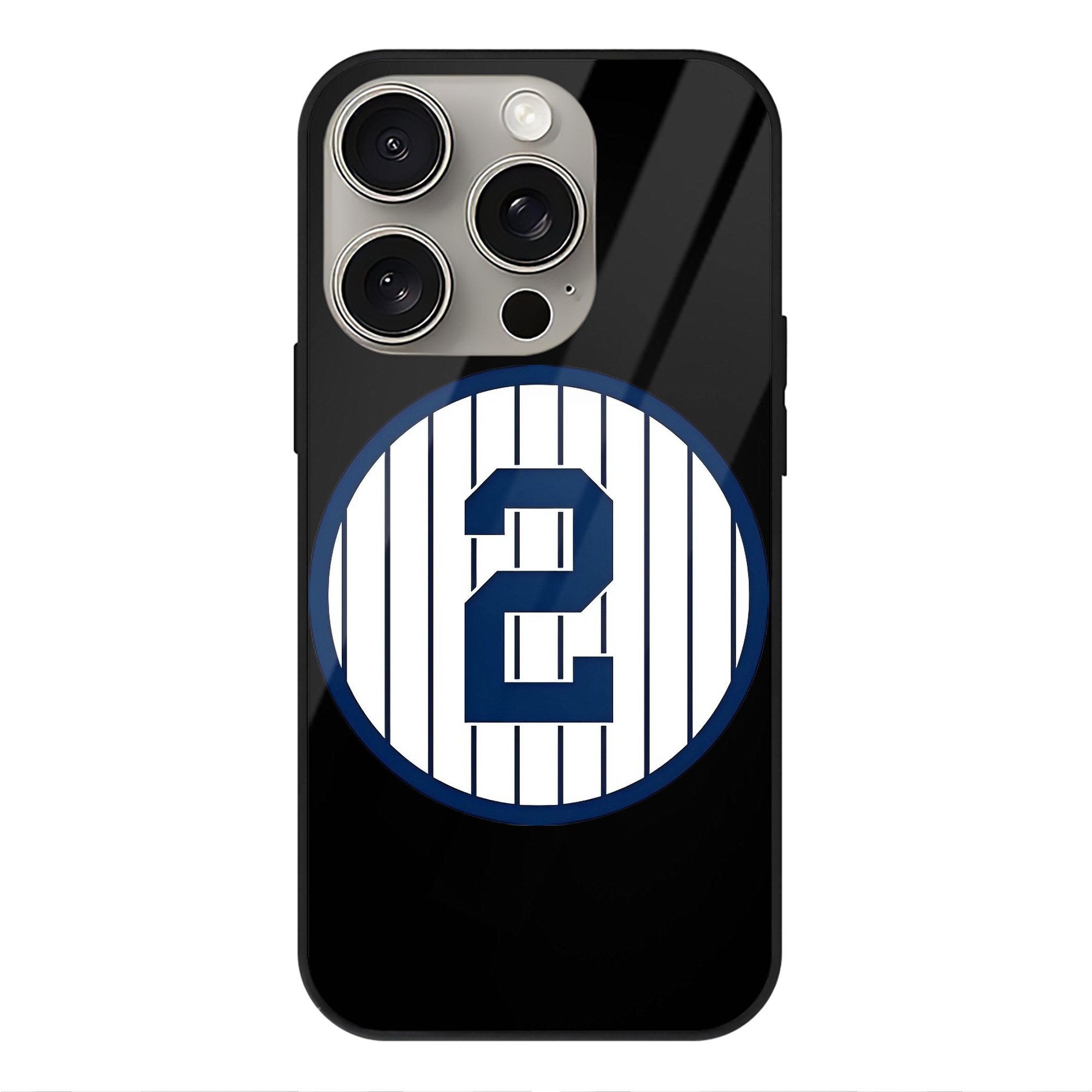 Derek Jeter 5 IPhone 15 Pro Mirror Phone Case – UV Printed Glass + TPU – Scratch-Resistant, Wireless Charging Compatible, Precise Fit & Stylish Design