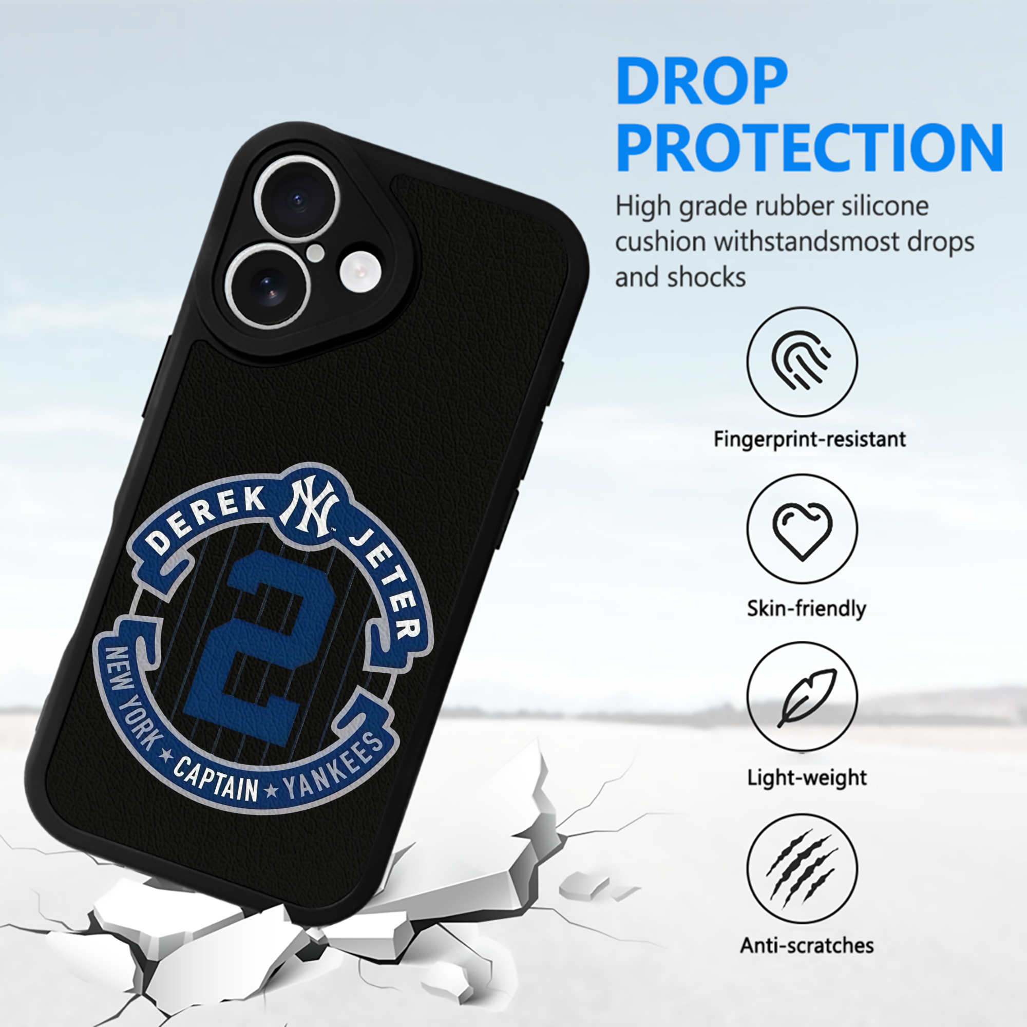 Derek Jeter 1 IPhone 16 Silicone Leather Case – UV Print, Lambskin Texture – Perfect Fit, Wireless Charging Compatible, Scratch Resistant, Precise Cutouts – Stylish Protection For IPhone 16