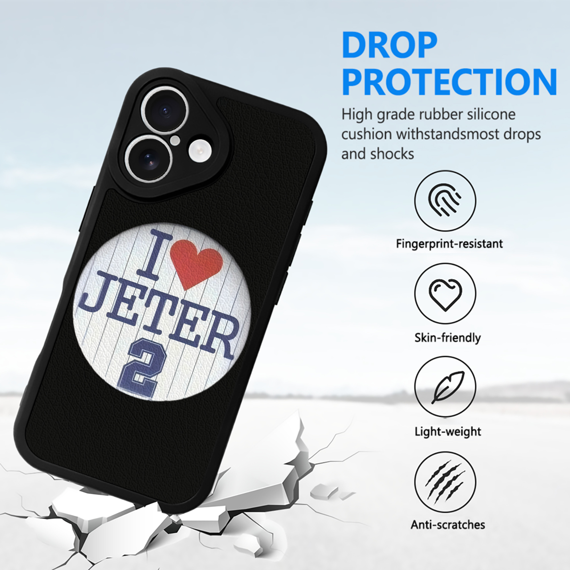 Derek Jeter 2 IPhone 16 Silicone Leather Case – UV Print, Lambskin Texture – Perfect Fit, Wireless Charging Compatible, Scratch Resistant, Precise Cutouts – Stylish Protection For IPhone 16
