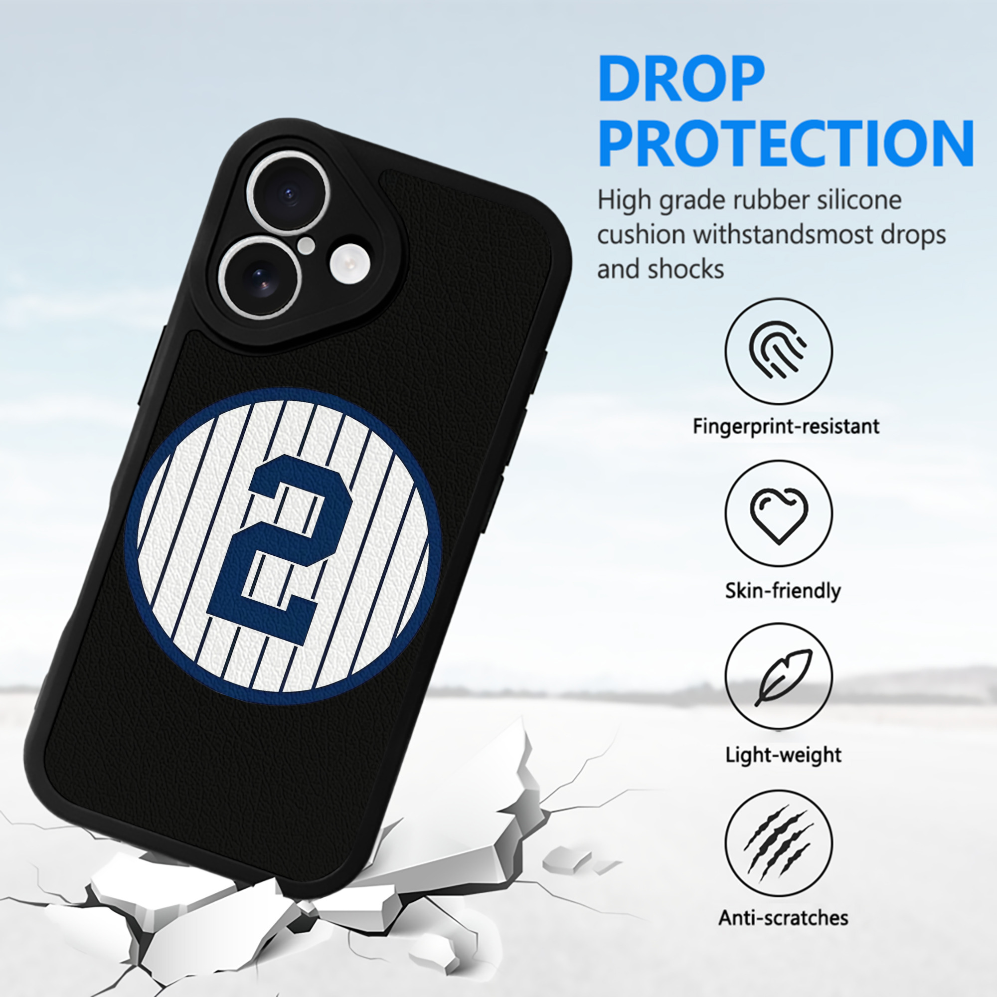 Derek Jeter 5 IPhone 16 Silicone Leather Case – UV Print, Lambskin Texture – Perfect Fit, Wireless Charging Compatible, Scratch Resistant, Precise Cutouts – Stylish Protection For IPhone 16