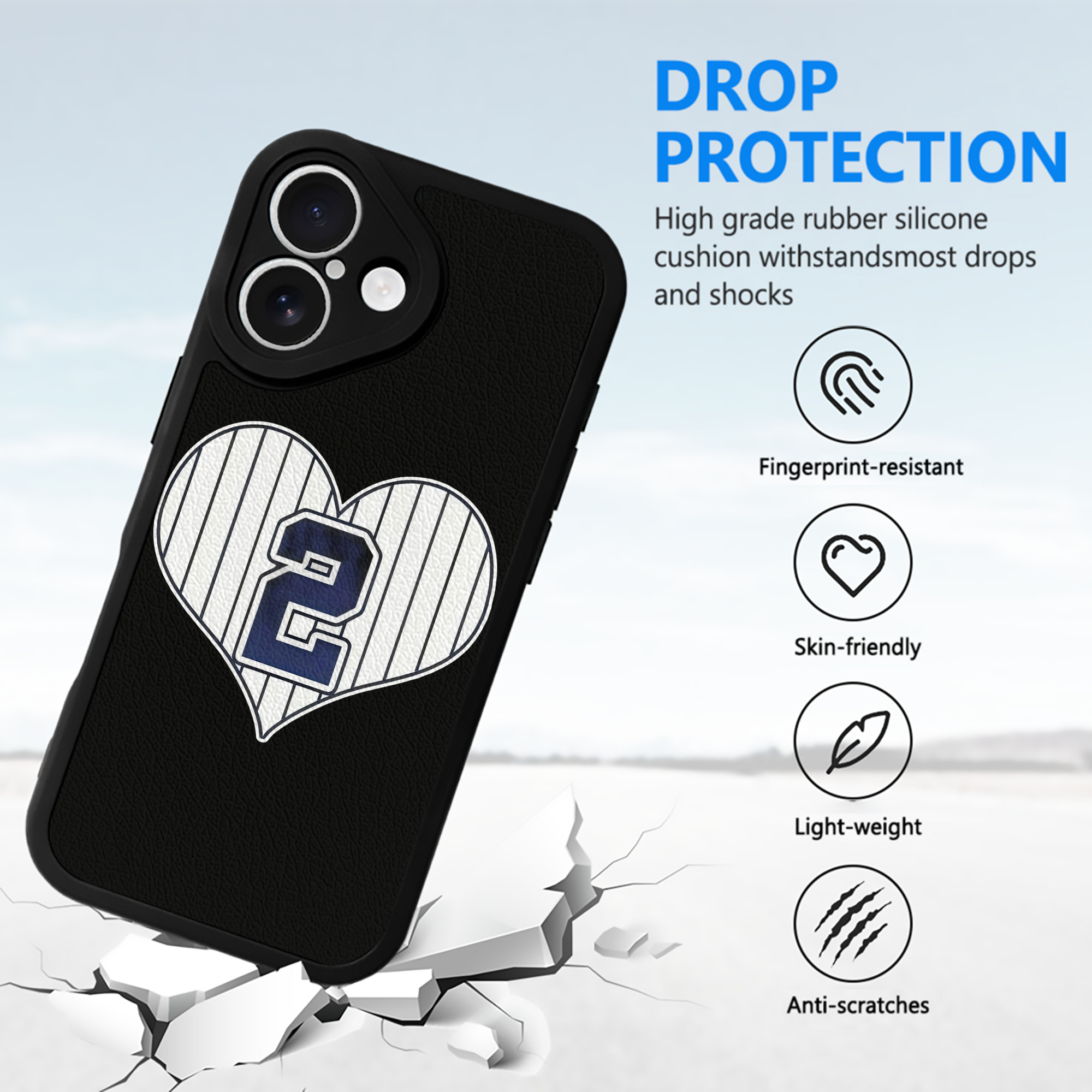 Derek Jeter 8 IPhone 16 Silicone Leather Case – UV Print, Lambskin Texture – Perfect Fit, Wireless Charging Compatible, Scratch Resistant, Precise Cutouts – Stylish Protection For IPhone 16