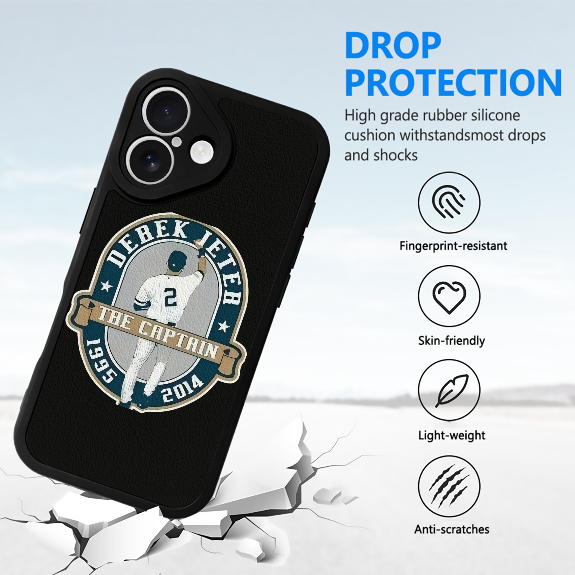 Derek Jeter 9 IPhone 16 Silicone Leather Case – UV Print, Lambskin Texture – Perfect Fit, Wireless Charging Compatible, Scratch Resistant, Precise Cutouts – Stylish Protection For IPhone 16