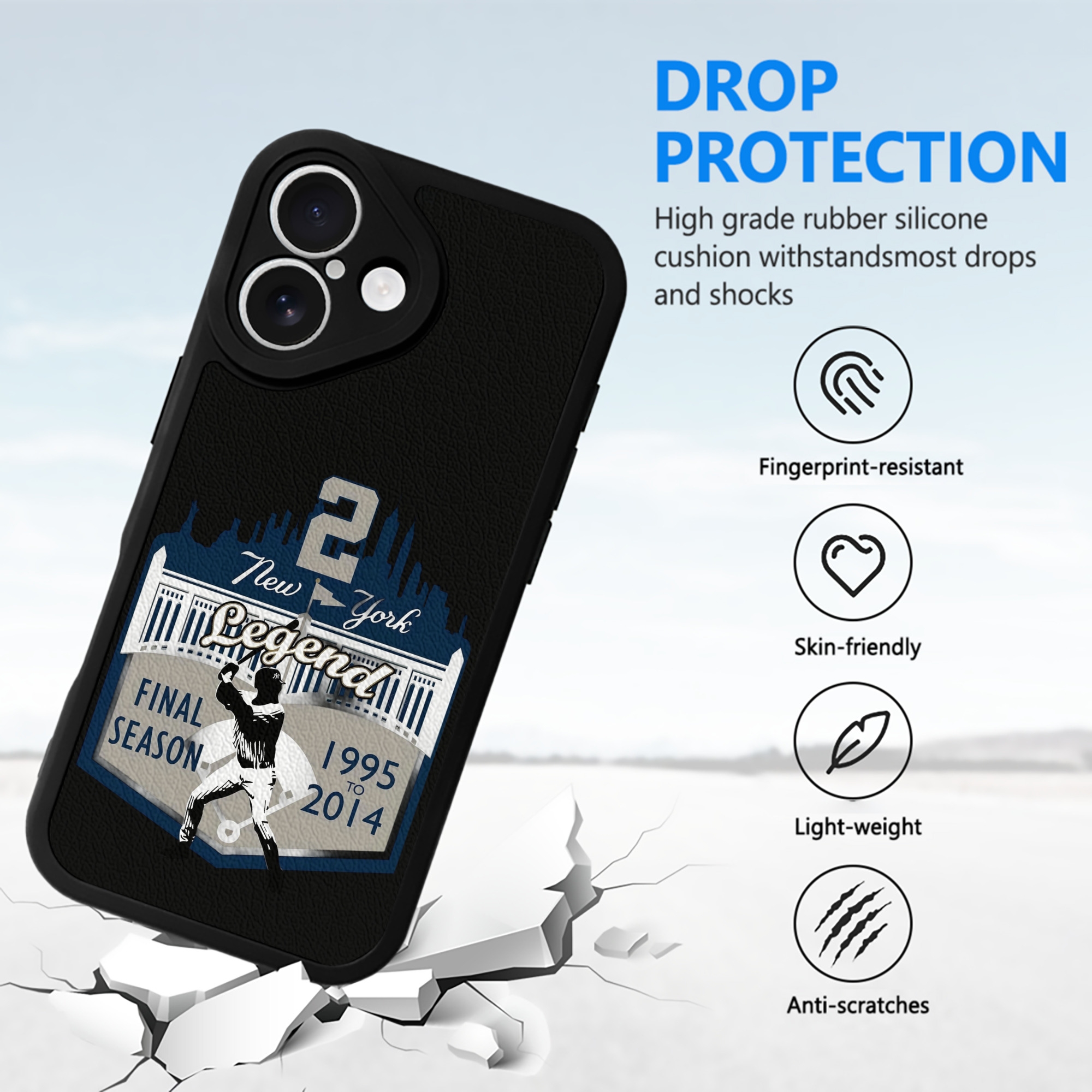 Derek Jeter 14 IPhone 16 Silicone Leather Case – UV Print, Lambskin Texture – Perfect Fit, Wireless Charging Compatible, Scratch Resistant, Precise Cutouts – Stylish Protection For IPhone 16