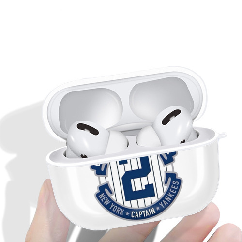 Derek Jeter 1 AirPods Pro Hard Case White With Keychain, Durable Flexible PC, Precise Cutouts, Anti-Fingerprint, Yellowing & Scratch Resistant, Full Protection, Washable