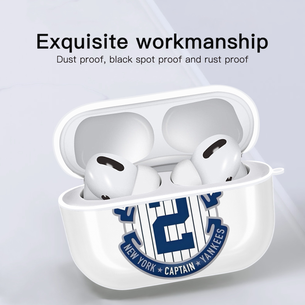 Derek Jeter 1 AirPods Pro Hard Case White With Keychain, Durable Flexible PC, Precise Cutouts, Anti-Fingerprint, Yellowing & Scratch Resistant, Full Protection, Washable