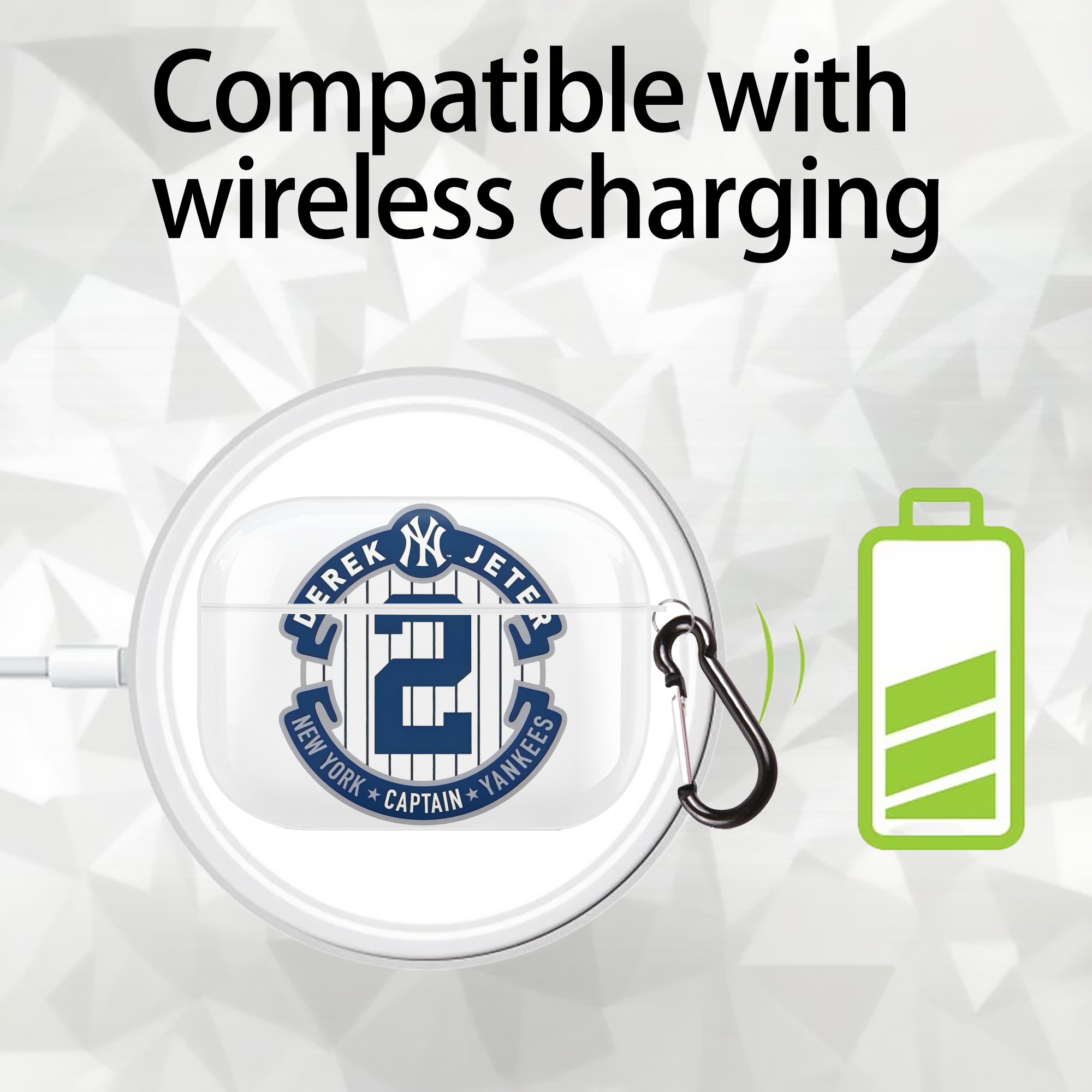 Derek Jeter 1 AirPods Pro Hard Case White With Keychain, Durable Flexible PC, Precise Cutouts, Anti-Fingerprint, Yellowing & Scratch Resistant, Full Protection, Washable