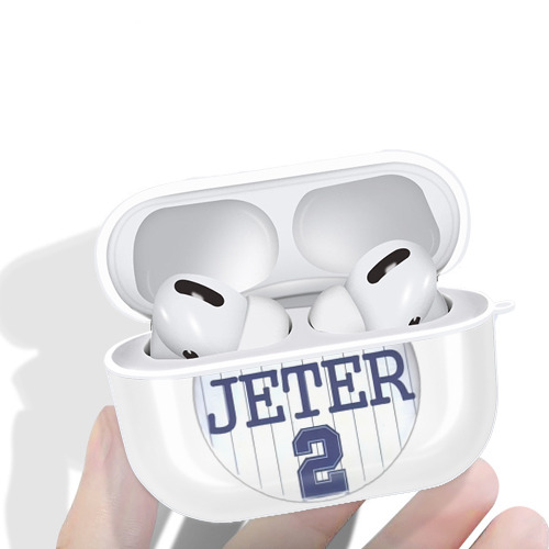 Derek Jeter 2 AirPods Pro Hard Case White With Keychain, Durable Flexible PC, Precise Cutouts, Anti-Fingerprint, Yellowing & Scratch Resistant, Full Protection, Washable