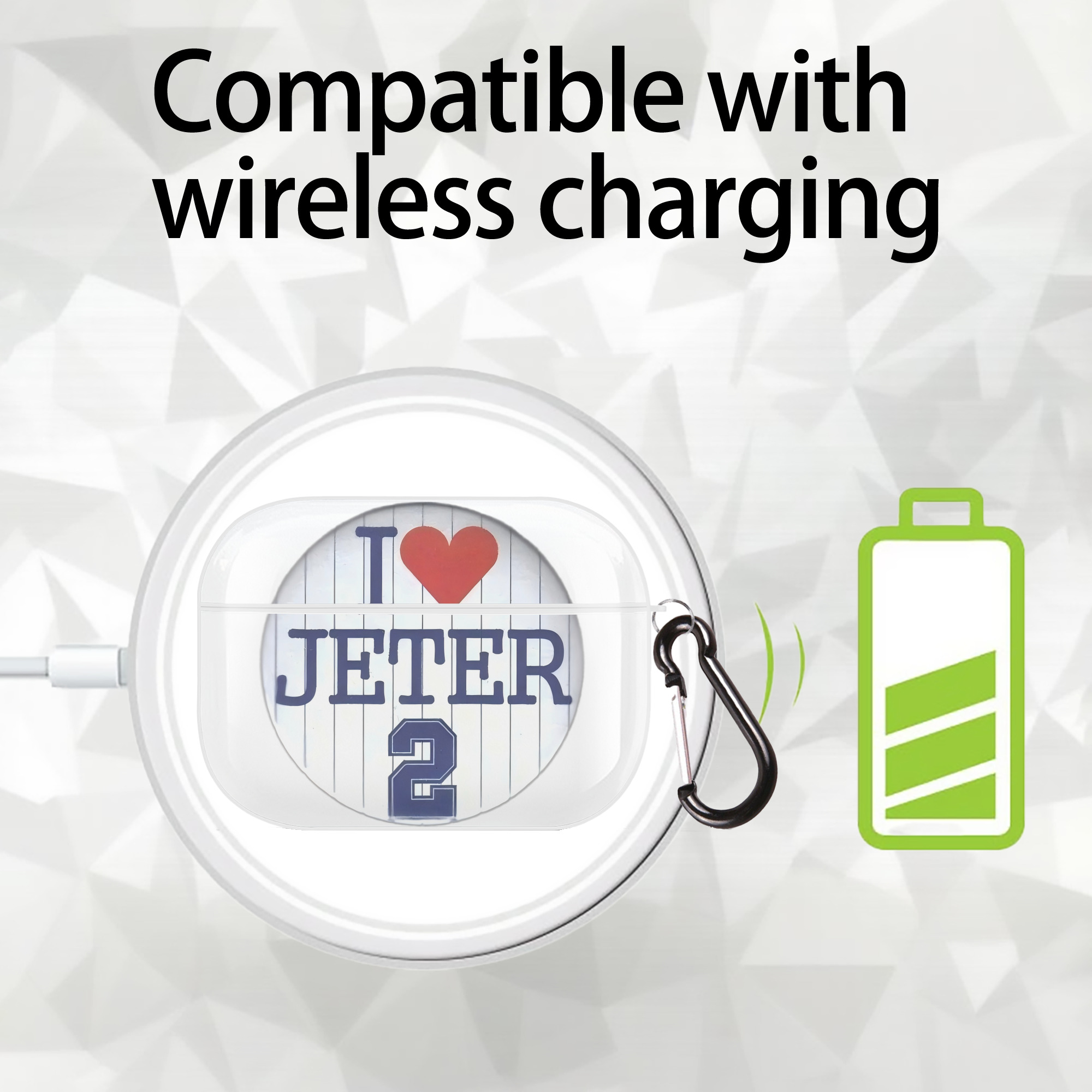 Derek Jeter 2 AirPods Pro Hard Case White With Keychain, Durable Flexible PC, Precise Cutouts, Anti-Fingerprint, Yellowing & Scratch Resistant, Full Protection, Washable