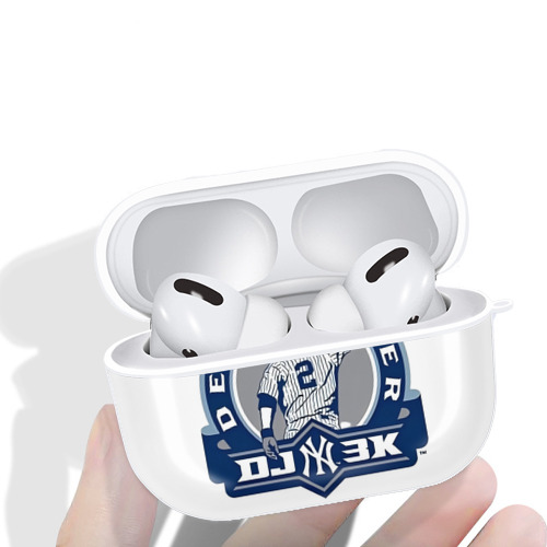 Derek Jeter 3 AirPods Pro Hard Case White With Keychain, Durable Flexible PC, Precise Cutouts, Anti-Fingerprint, Yellowing & Scratch Resistant, Full Protection, Washable