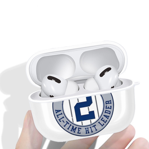 Derek Jeter 4 AirPods Pro Hard Case White With Keychain, Durable Flexible PC, Precise Cutouts, Anti-Fingerprint, Yellowing & Scratch Resistant, Full Protection, Washable