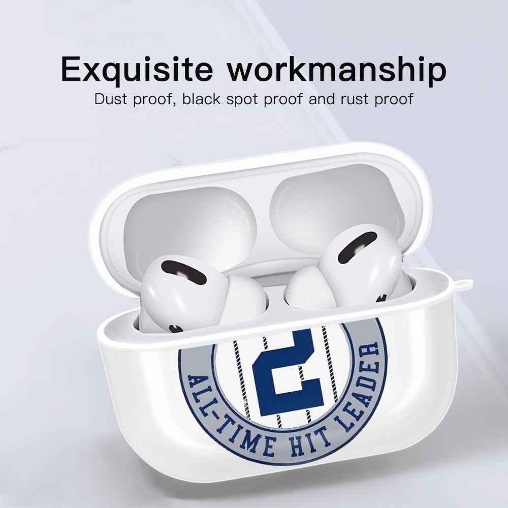 Derek Jeter 4 AirPods Pro Hard Case White With Keychain, Durable Flexible PC, Precise Cutouts, Anti-Fingerprint, Yellowing & Scratch Resistant, Full Protection, Washable