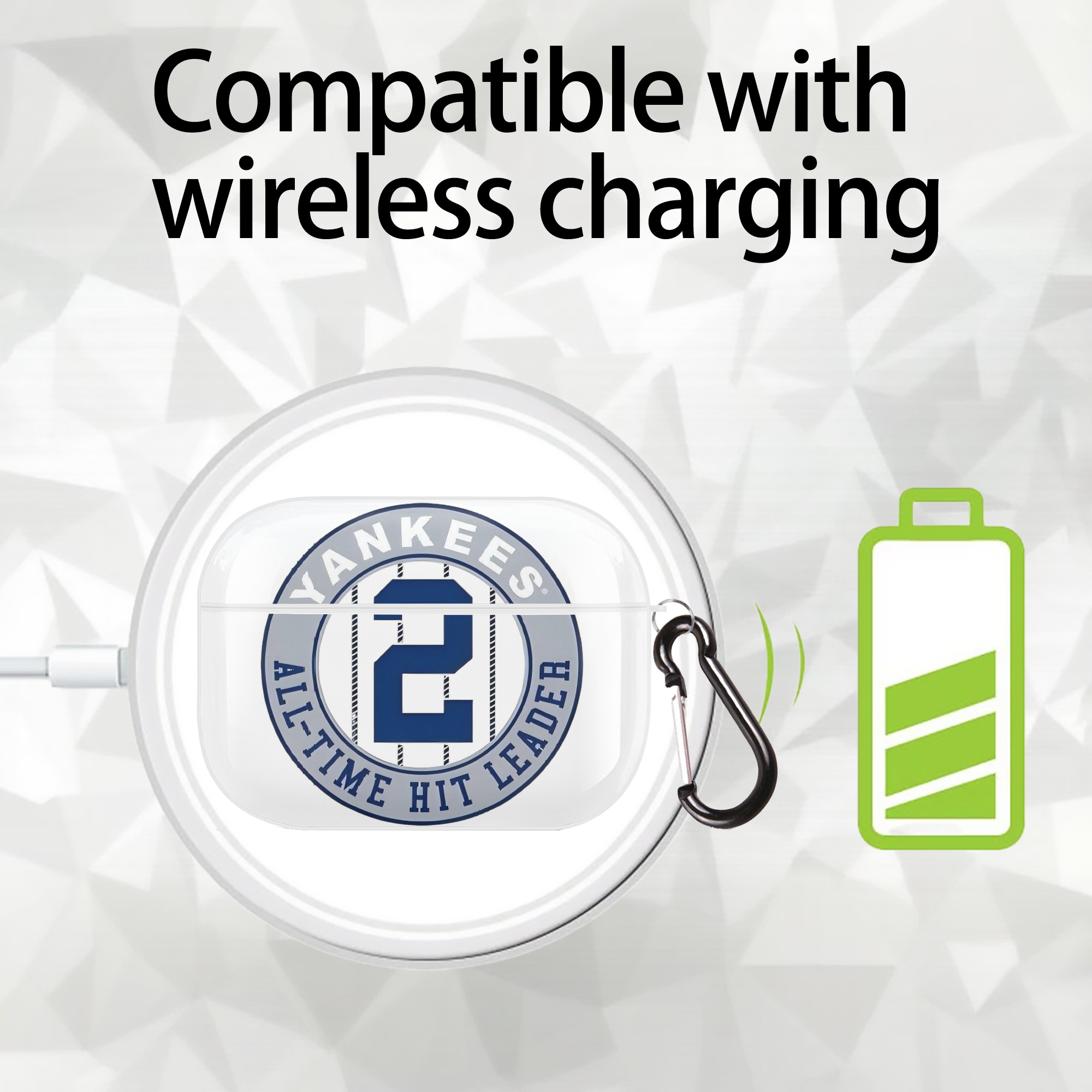 Derek Jeter 4 AirPods Pro Hard Case White With Keychain, Durable Flexible PC, Precise Cutouts, Anti-Fingerprint, Yellowing & Scratch Resistant, Full Protection, Washable