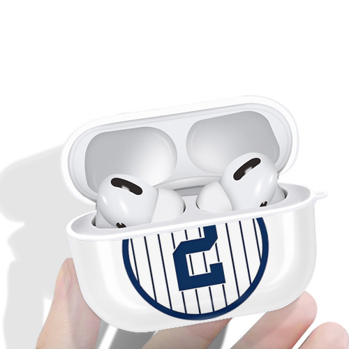 Derek Jeter 5 AirPods Pro Hard Case White With Keychain, Durable Flexible PC, Precise Cutouts, Anti-Fingerprint, Yellowing & Scratch Resistant, Full Protection, Washable