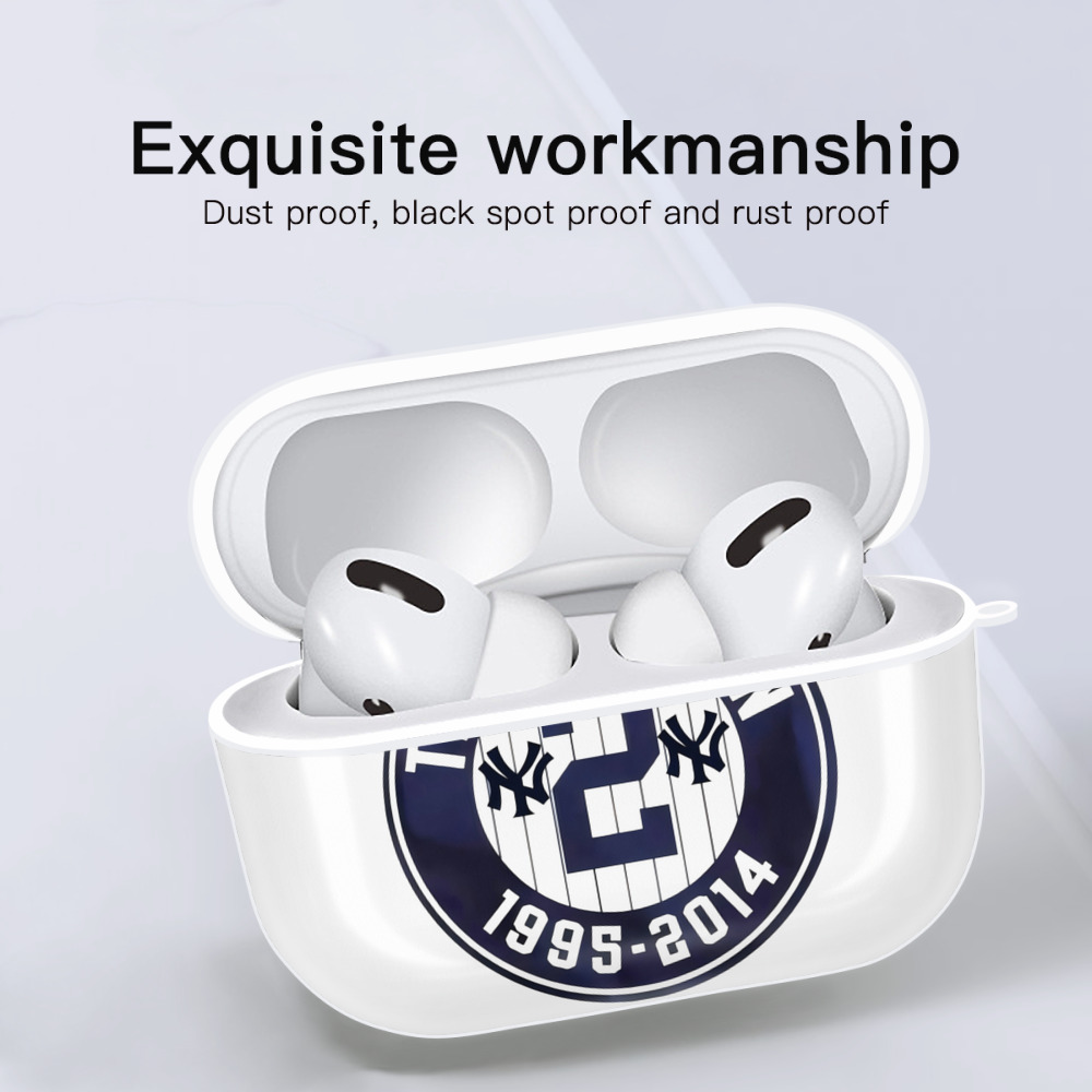 Derek Jeter 7 AirPods Pro Hard Case White With Keychain, Durable Flexible PC, Precise Cutouts, Anti-Fingerprint, Yellowing & Scratch Resistant, Full Protection, Washable