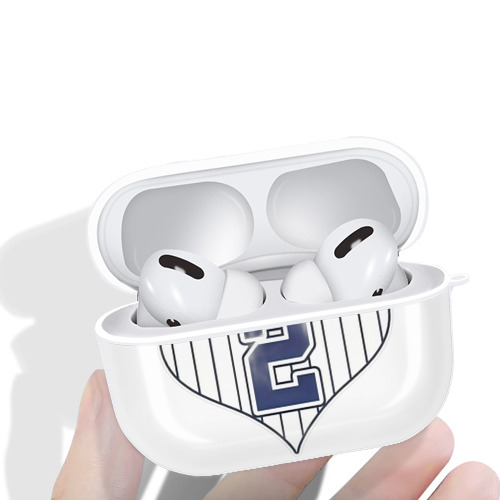 Derek Jeter 8 AirPods Pro Hard Case White With Keychain, Durable Flexible PC, Precise Cutouts, Anti-Fingerprint, Yellowing & Scratch Resistant, Full Protection, Washable