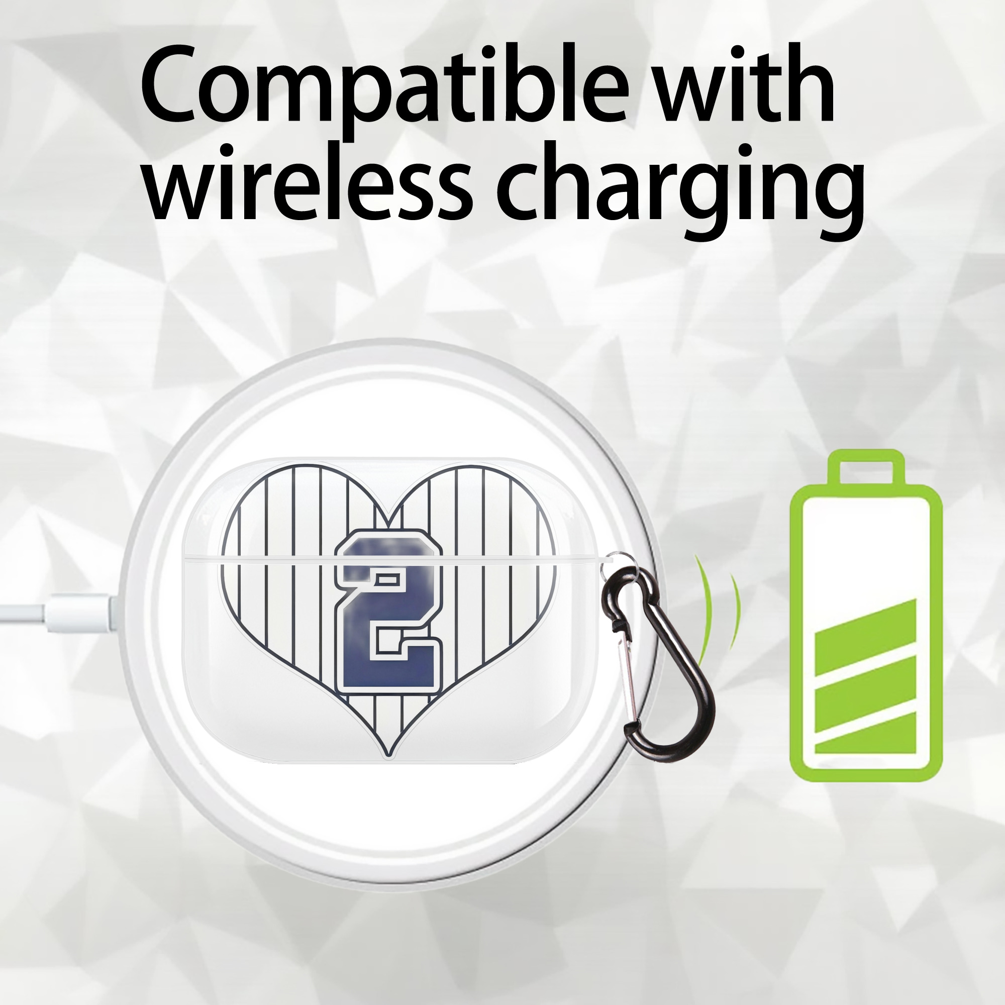 Derek Jeter 8 AirPods Pro Hard Case White With Keychain, Durable Flexible PC, Precise Cutouts, Anti-Fingerprint, Yellowing & Scratch Resistant, Full Protection, Washable