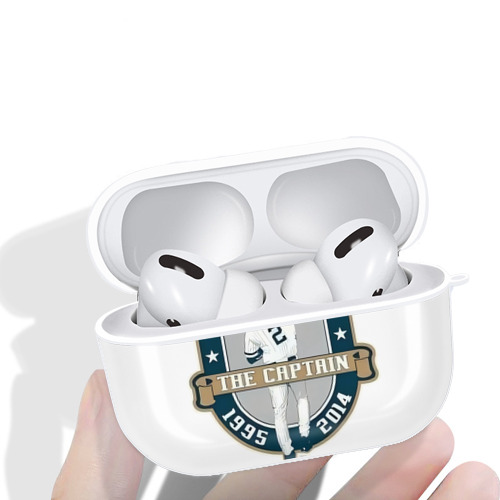 Derek Jeter 9 AirPods Pro Hard Case White With Keychain, Durable Flexible PC, Precise Cutouts, Anti-Fingerprint, Yellowing & Scratch Resistant, Full Protection, Washable