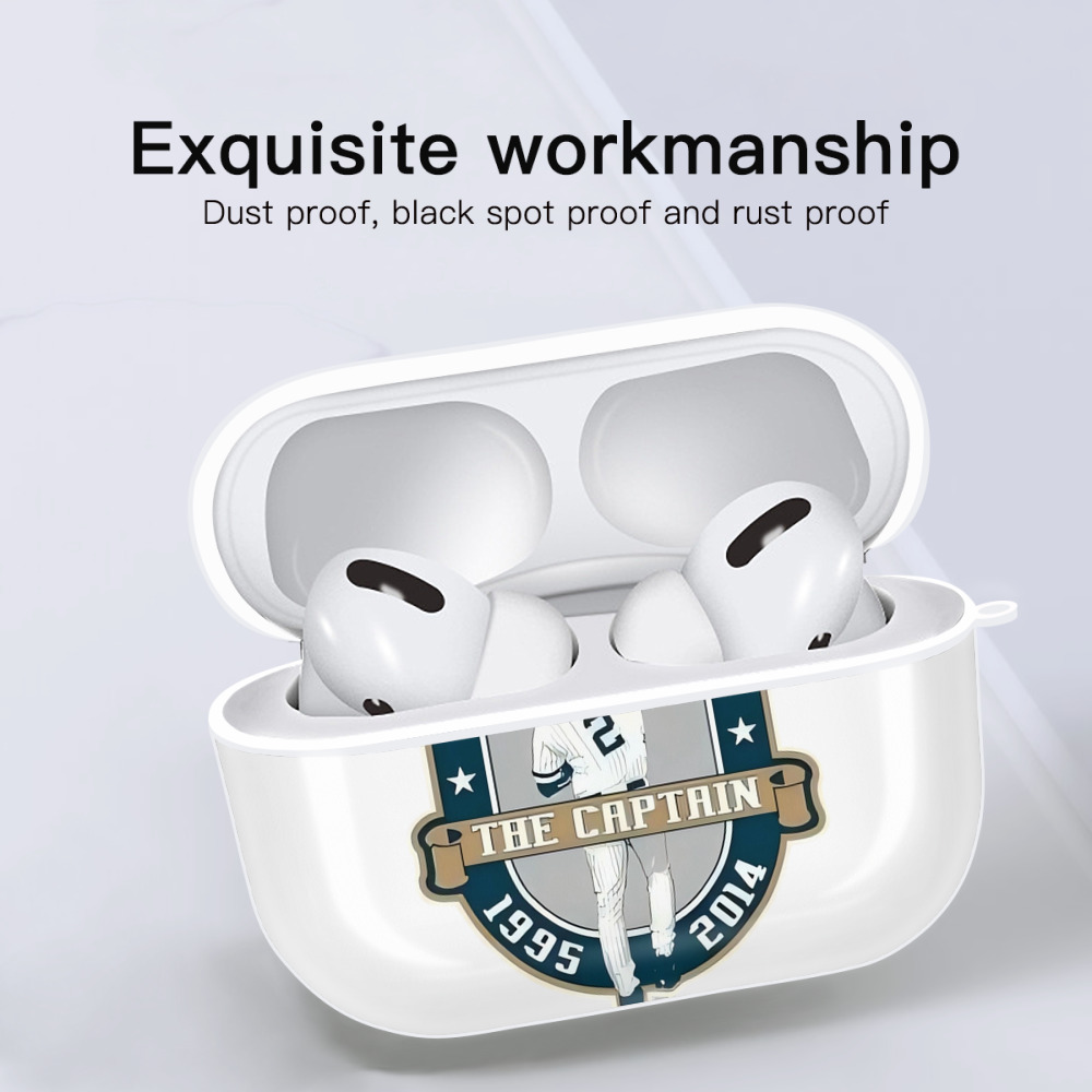 Derek Jeter 9 AirPods Pro Hard Case White With Keychain, Durable Flexible PC, Precise Cutouts, Anti-Fingerprint, Yellowing & Scratch Resistant, Full Protection, Washable