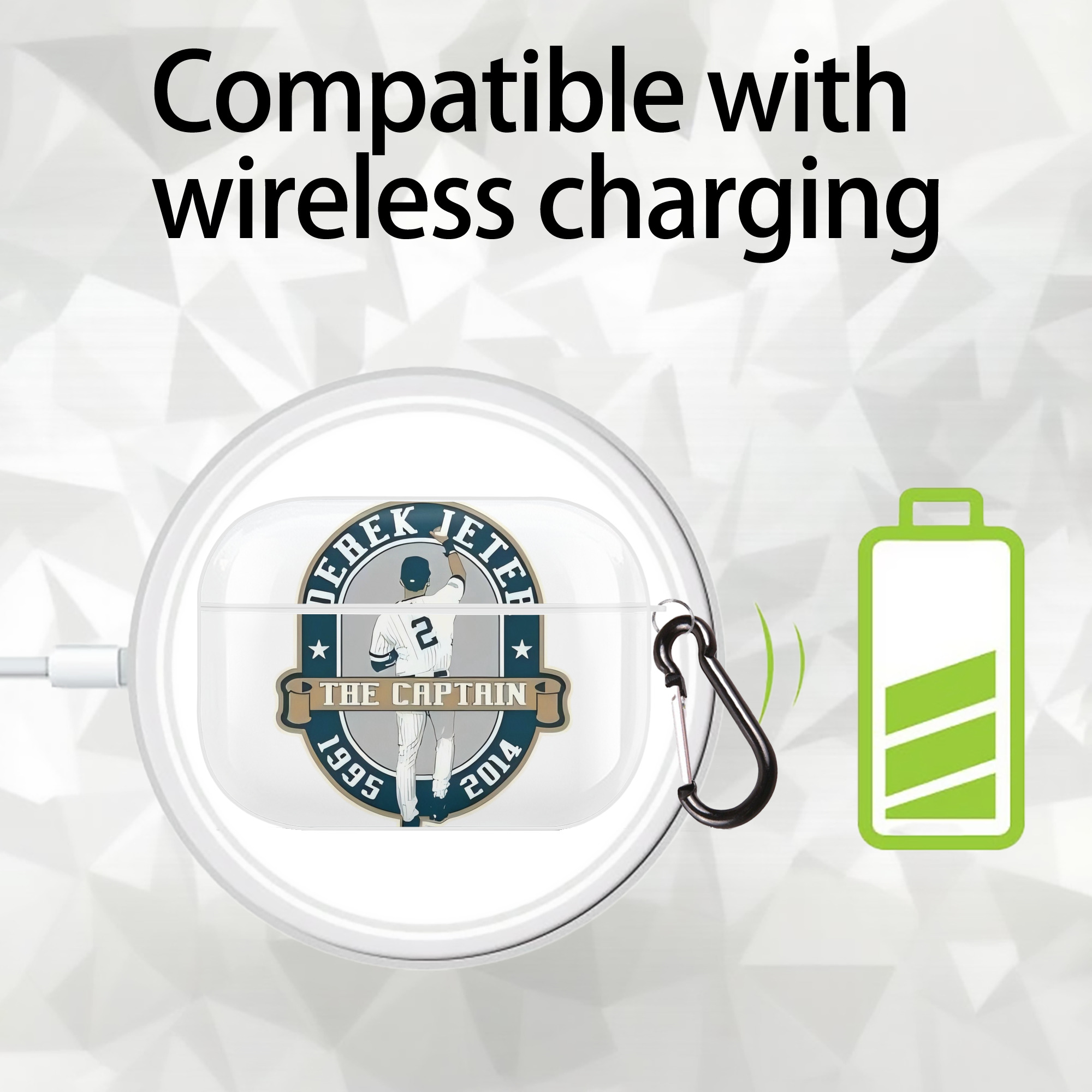 Derek Jeter 9 AirPods Pro Hard Case White With Keychain, Durable Flexible PC, Precise Cutouts, Anti-Fingerprint, Yellowing & Scratch Resistant, Full Protection, Washable