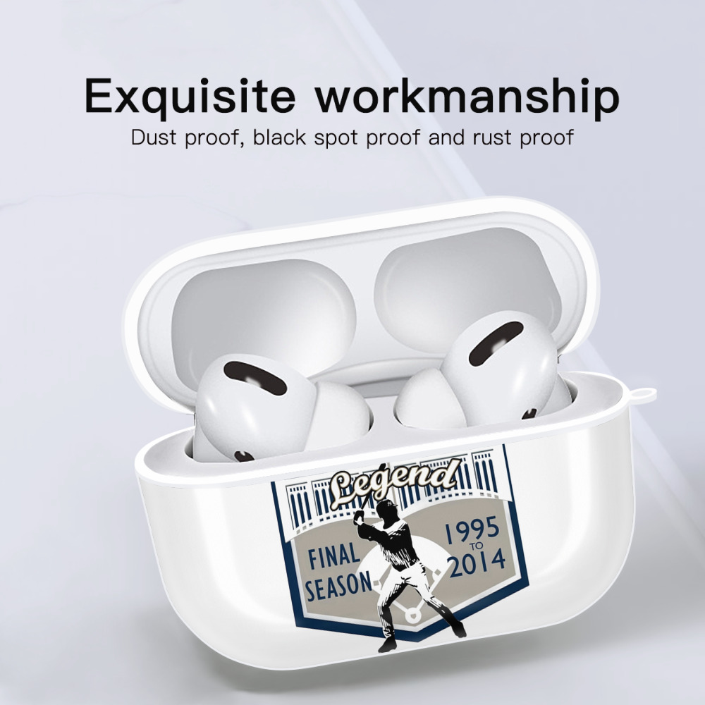 Derek Jeter 14 AirPods Pro Hard Case White With Keychain, Durable Flexible PC, Precise Cutouts, Anti-Fingerprint, Yellowing & Scratch Resistant, Full Protection, Washable