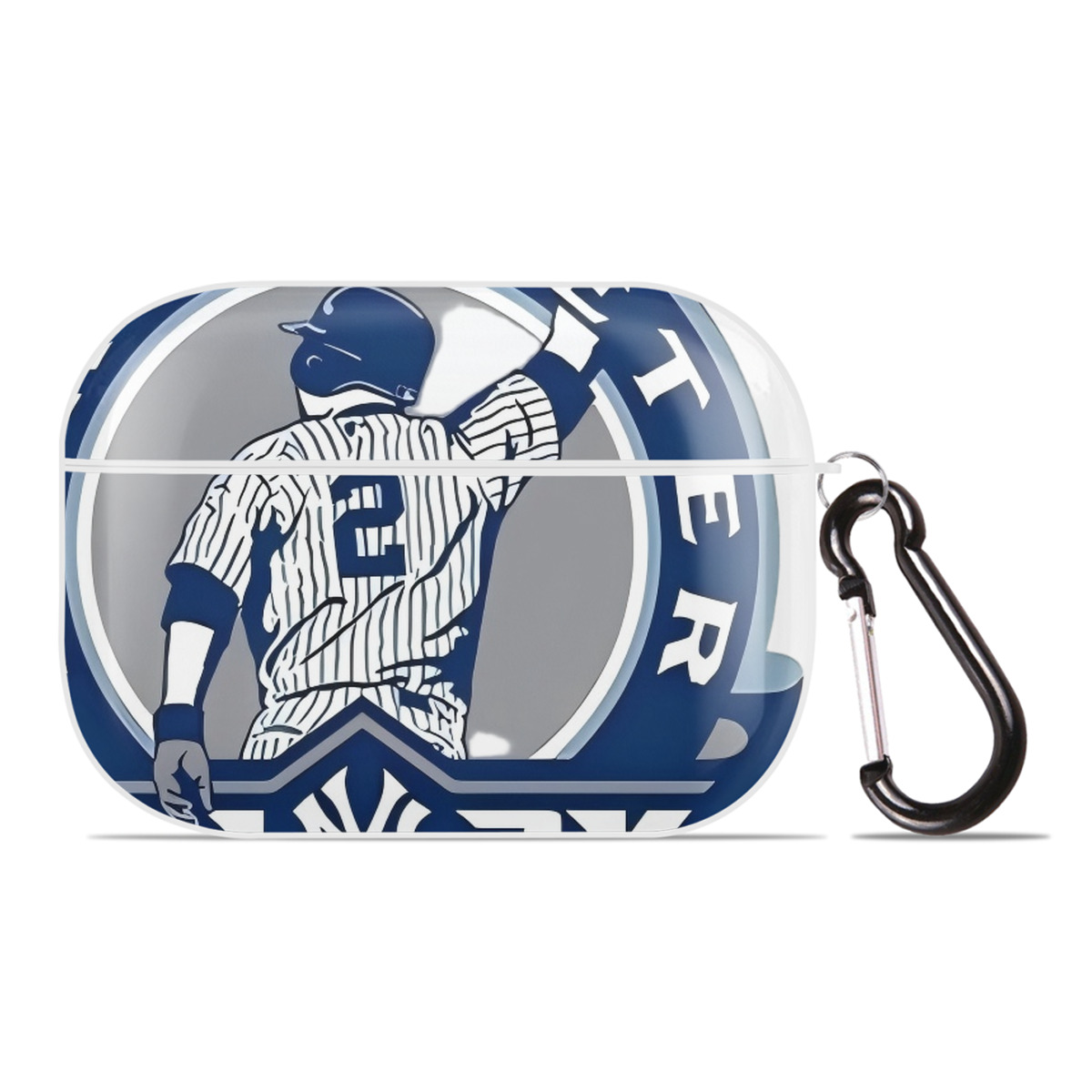 Derek Jeter 3 AirPods Pro Hard Case White With Keychain, Durable Flexible PC, Precise Cutouts, Anti-Fingerprint, Yellowing & Scratch Resistant, Full Protection, Washable