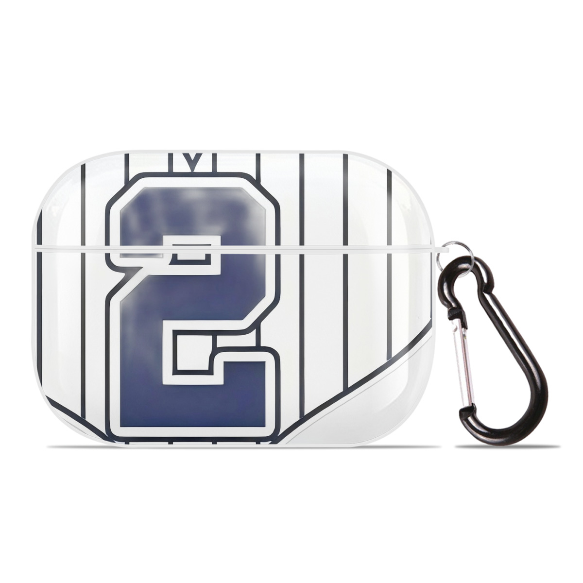 Derek Jeter 8 AirPods Pro Hard Case White With Keychain, Durable Flexible PC, Precise Cutouts, Anti-Fingerprint, Yellowing & Scratch Resistant, Full Protection, Washable