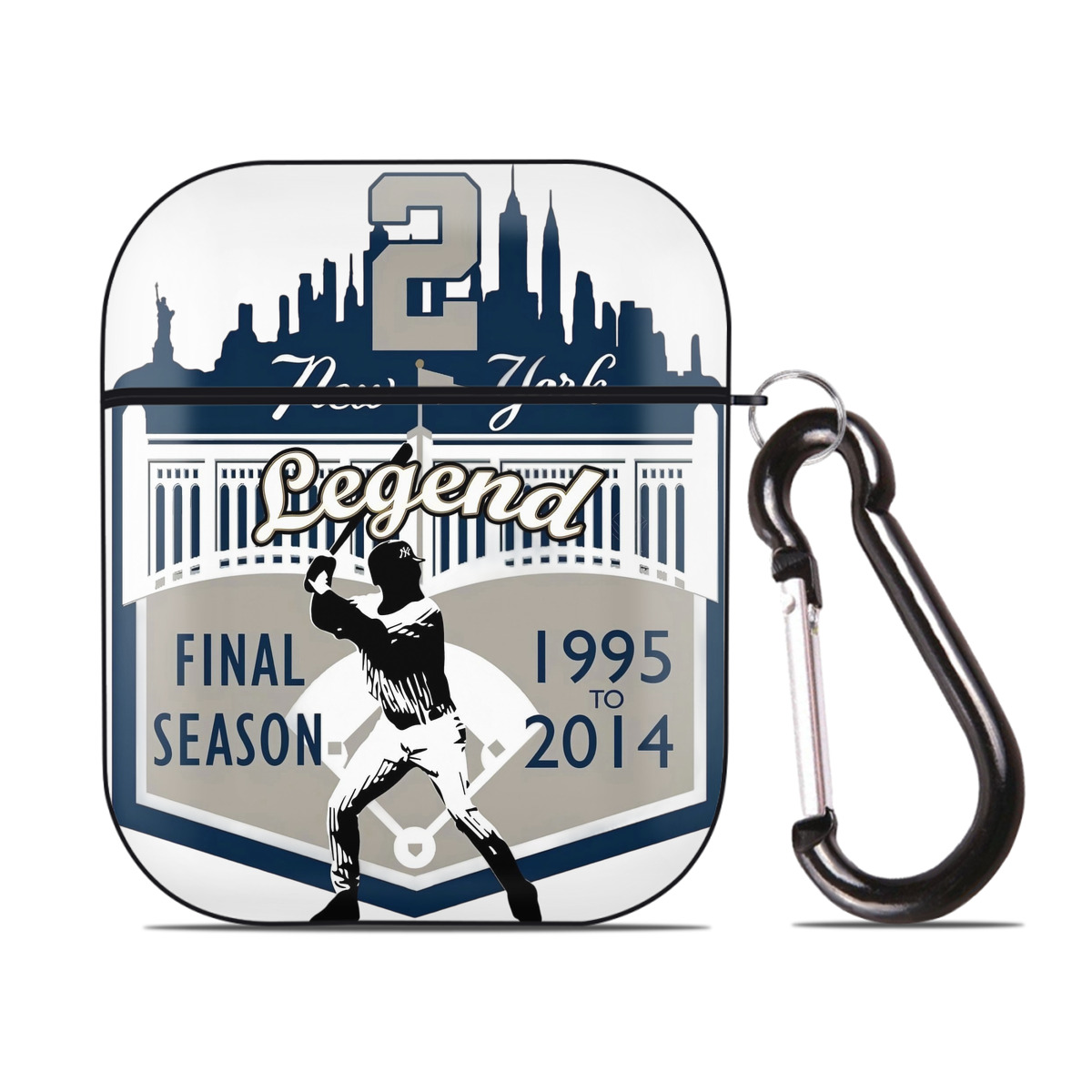 Derek Jeter 14 AirPods 2 Case Hard Shell Black, Flexible PC Material, Precise Cutouts, Full Protection, Anti-Fingerprint, Washable, Includes Keychain – Durable & Slim Design