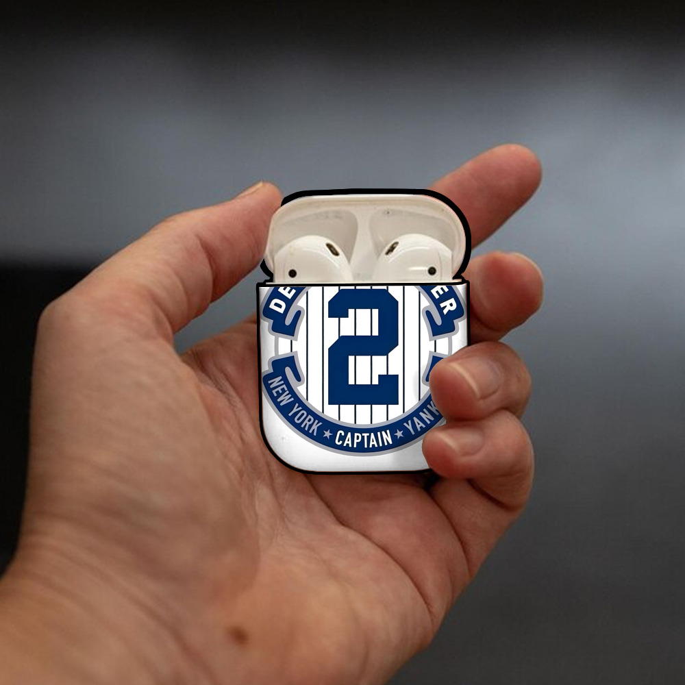 Derek Jeter 1 AirPods 2 Case Hard Shell Black, Flexible PC Material, Precise Cutouts, Full Protection, Anti-Fingerprint, Washable, Includes Keychain – Durable & Slim Design